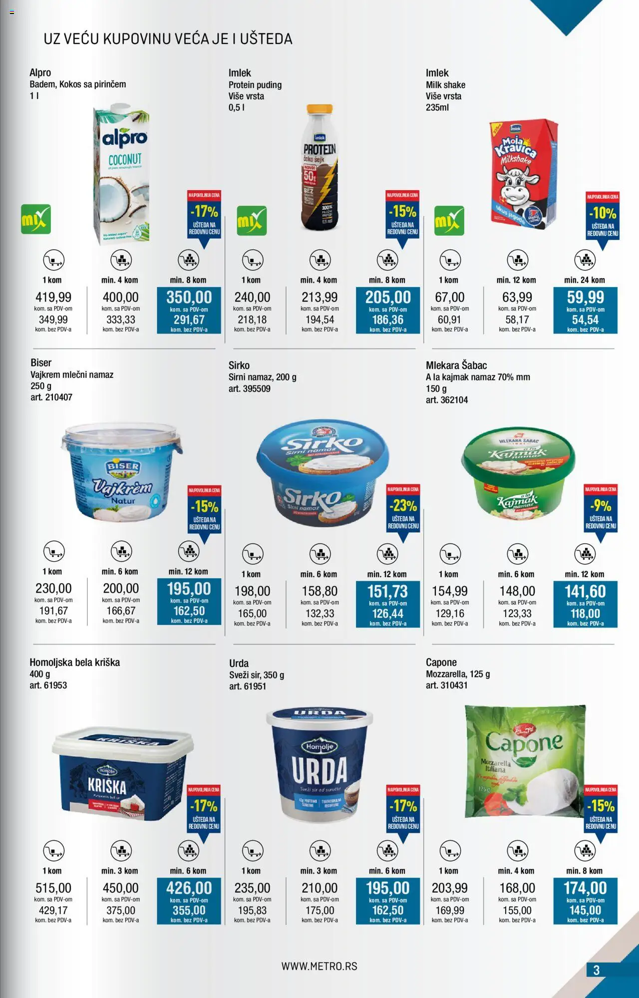 Metro katalog - važi od 01.10.2025 | Strana: 3 | Proizvode: Protein, Vajkrem, Sir, Kajmak