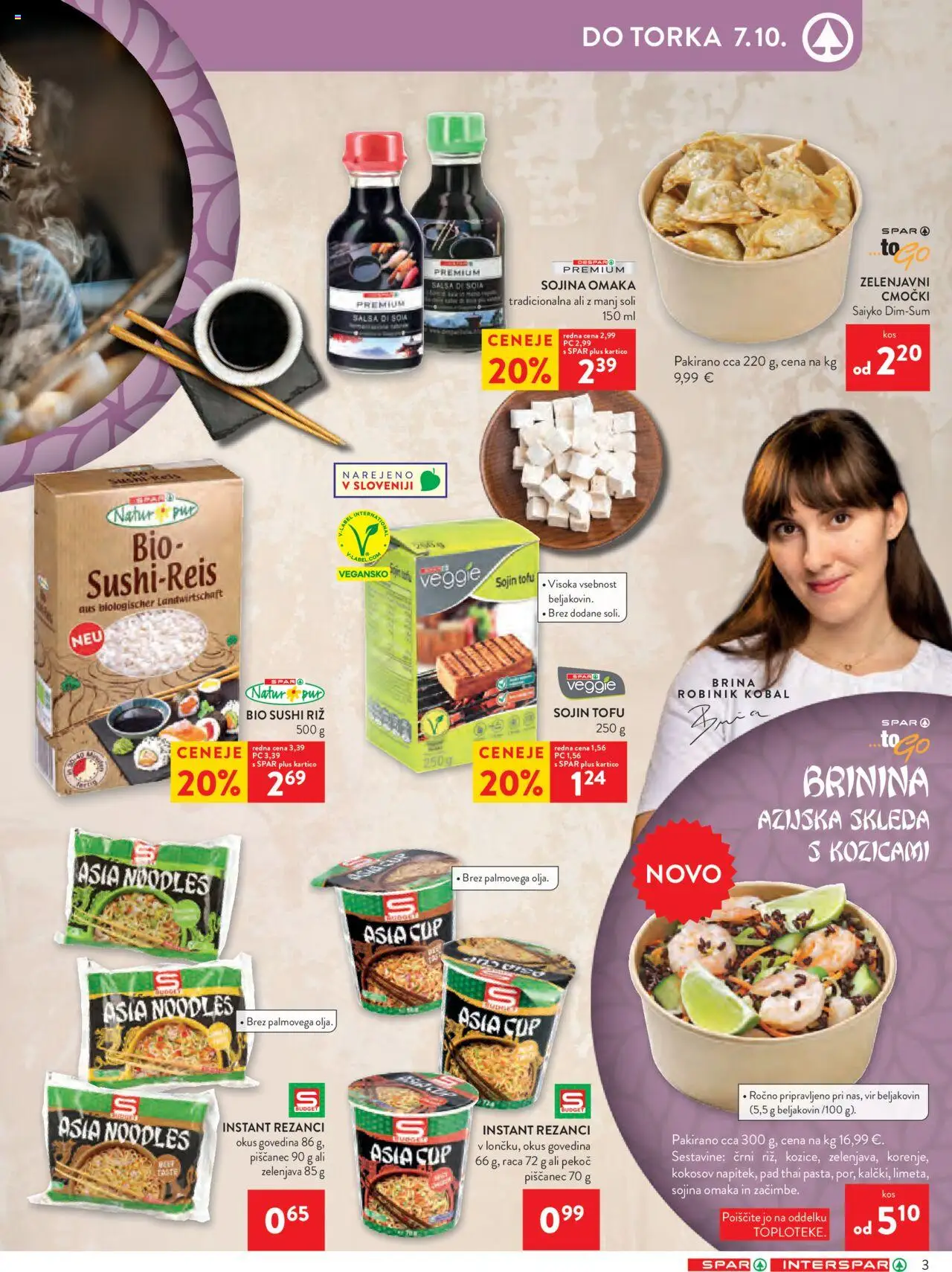 Novi Spar katalog ponudbe – veljaven od 01.10.2025 | Stran: 3 | Izdelki: Rezanci, Riz, Zelenjava, Omaka