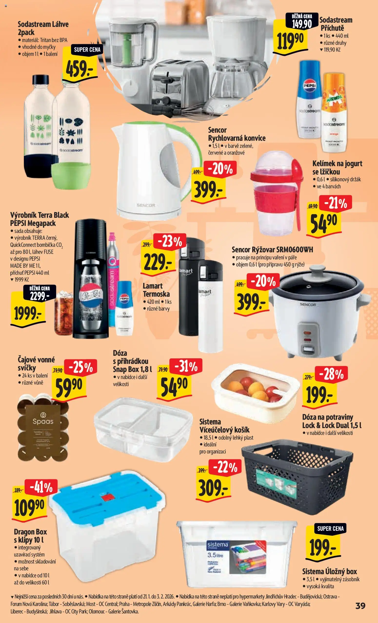 Albert leták - Hypermarket od 21.01.2026 | Strana: 45 | Produkty: Sodastream, Konvice, Svíčky, Láhev