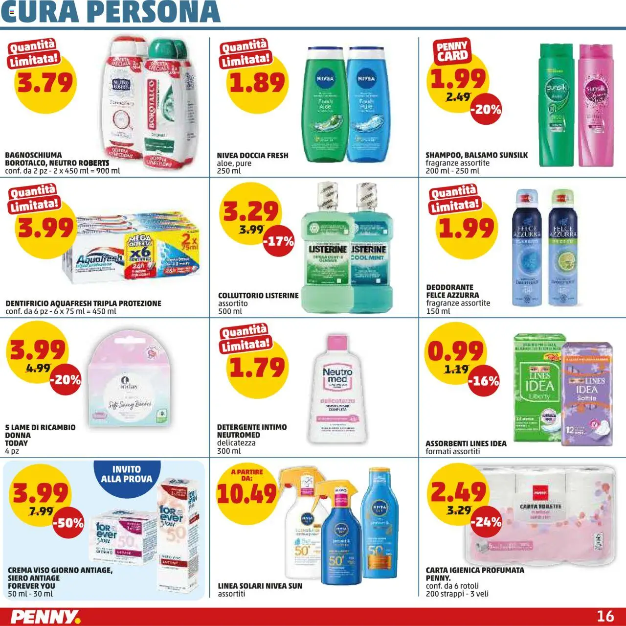 Volantino PENNY del 17.07.2025 | Pagina: 16 | Prodotti: Carta igienica, Bagnoschiuma, Deodorante, Intimo