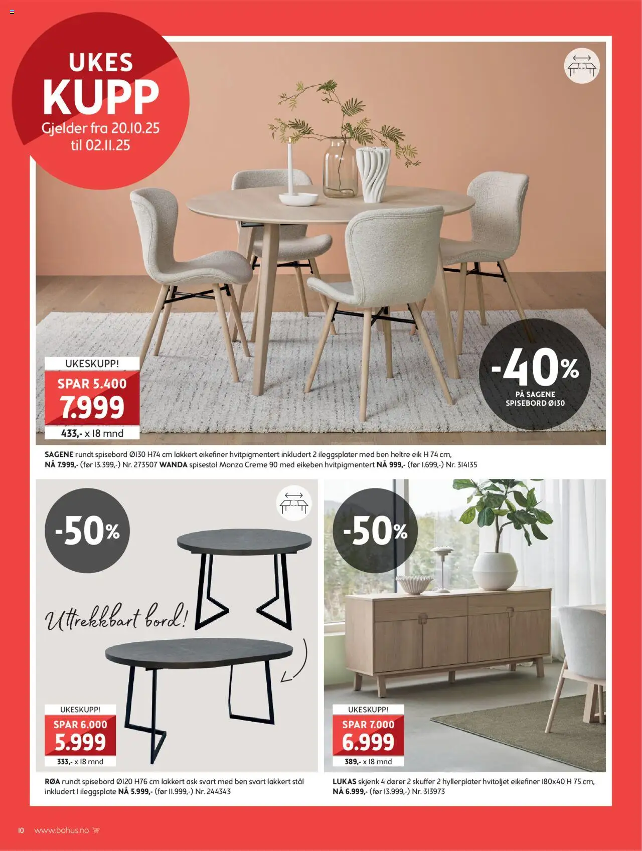 {H1} | Side: 10 | Produkter: Spisebord, Spisestol, Bord
