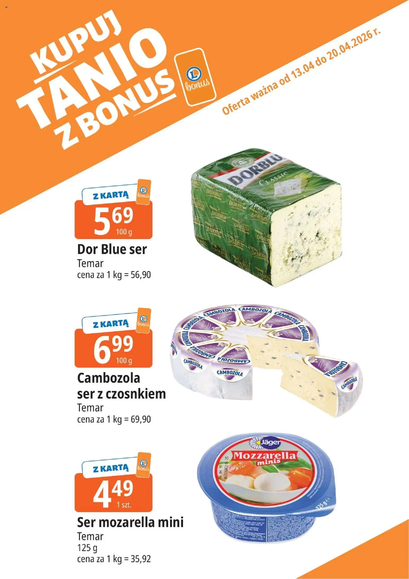 E.Leclerc gazetka - Zielona Góra kupony dodatkowe od 13.04.2026 | Strona: 6 | Produkty: Karta, Ser, Mozzarella