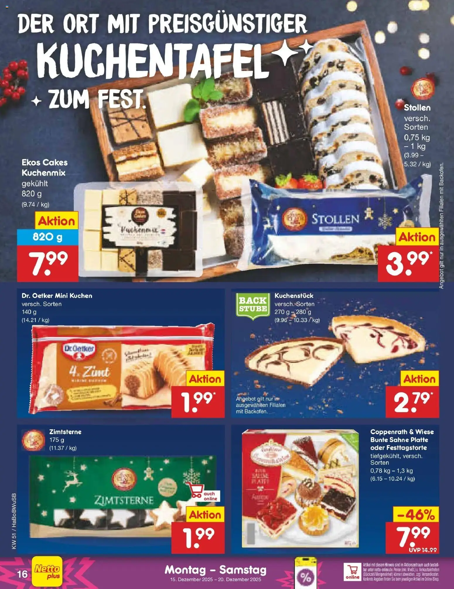 Netto Marken-Discount prospekt Stemwede-Dielingen	 – gültig ab 15.12.2025 | Seite: 16 | Produkte: Kuchen, Sahne