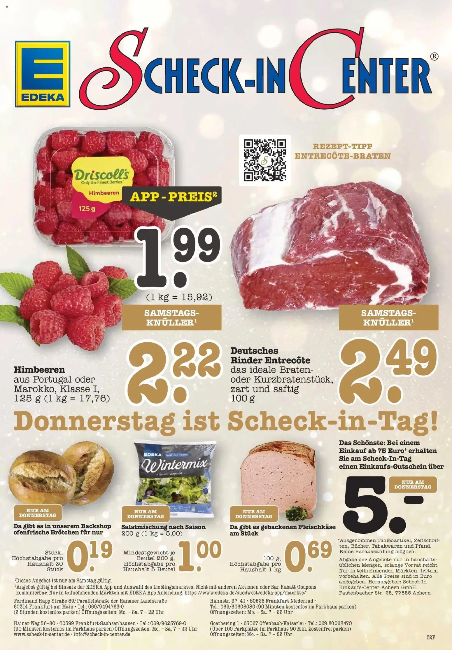 Edeka prospekt Offenbach	 – gültig ab 15.12.2025 | Seite: 52 | Produkte: Himbeeren, Entrecote, Ofenfrische, Uhr