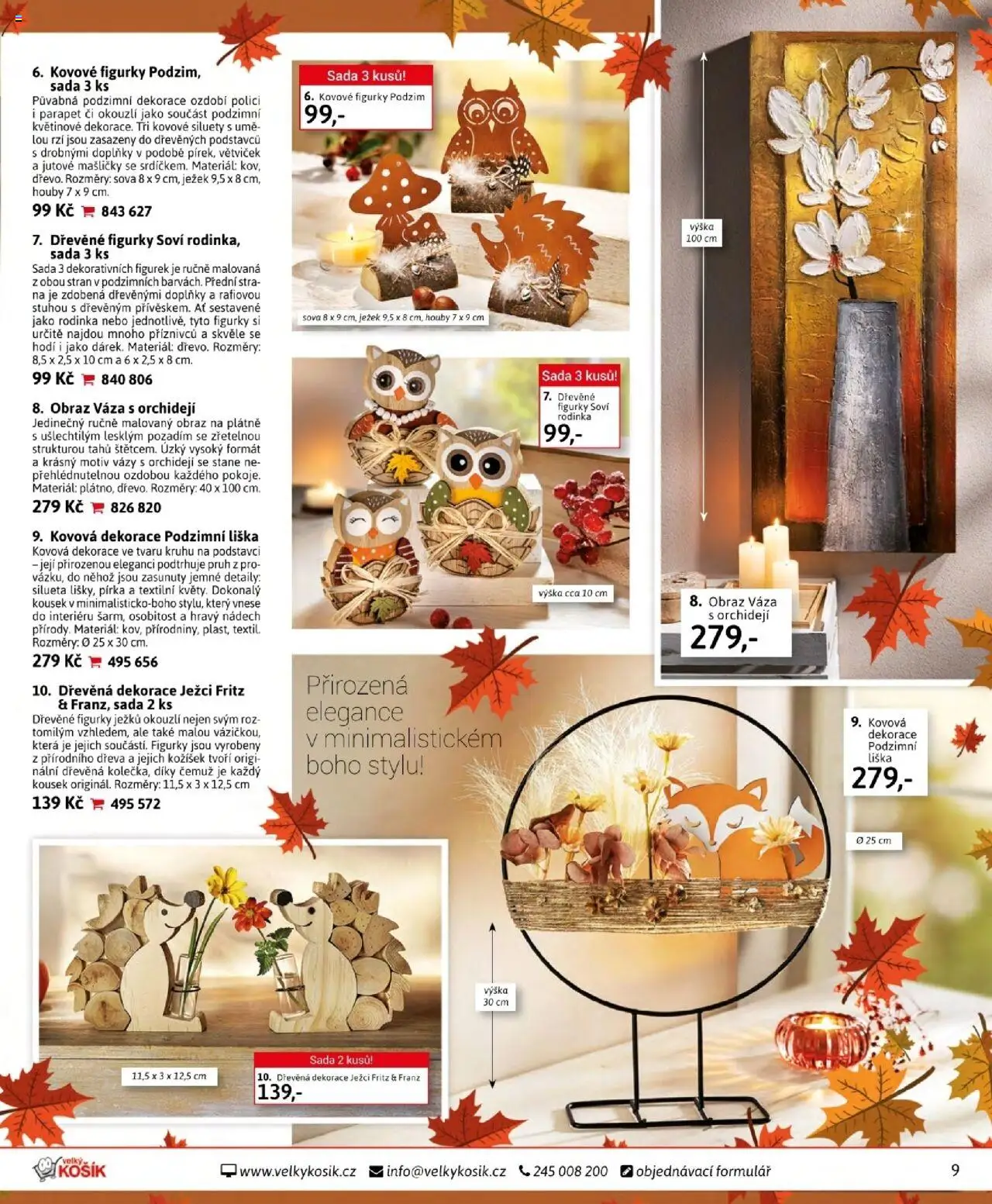 Velký Košík katalog září od 01.09.2025 | Strana: 9 | Produkty: Sova, Košík, Vázy, Obraz