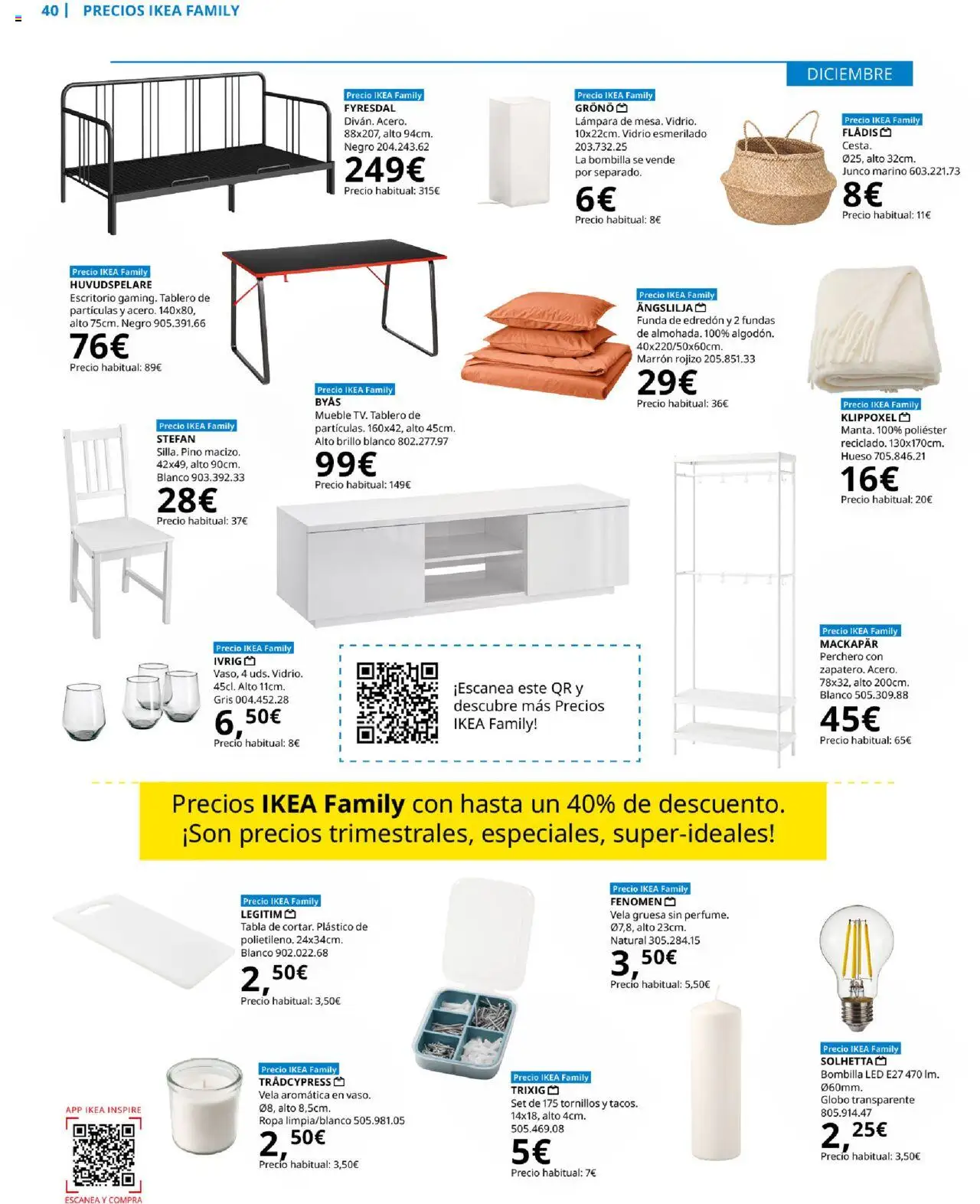 Catálogo IKEA Family │ válido desde el 01.10.2025 | Página: 40 | Productos: Edredón, Ropa, Vela, Funda