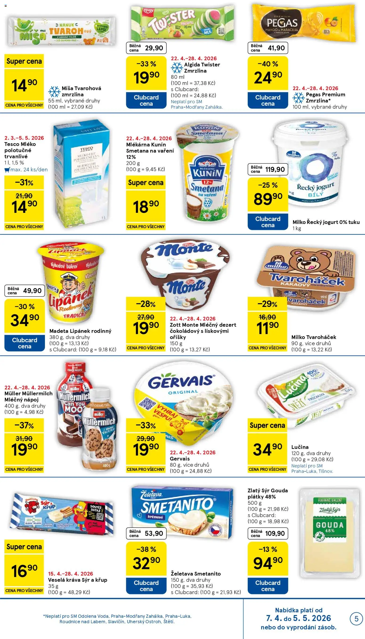 Tesco leták - Supermarket od 22.04.2026 | Strana: 5 | Produkty: Maracuja, Mango, Jogurt, Gervais