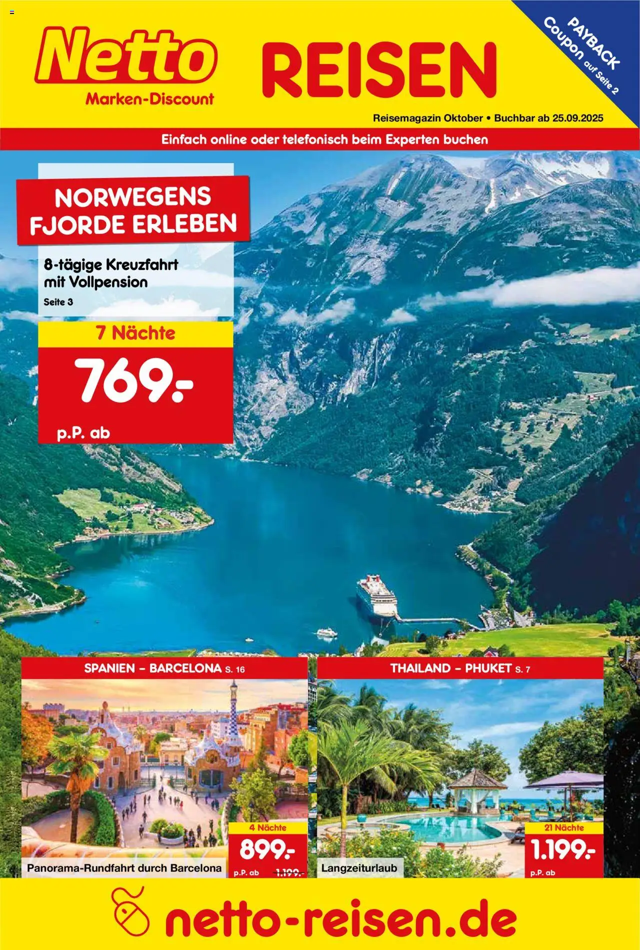 Netto Reisen Prospekt 	 – gültig ab 29.09.2025 | Seite: 1