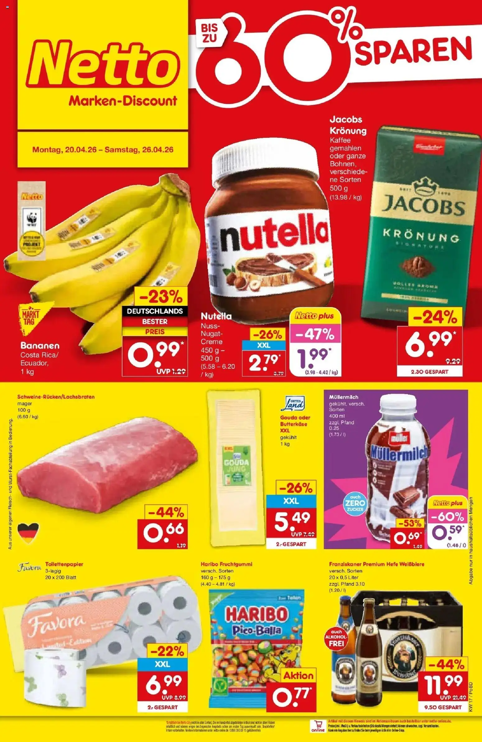 Netto Marken-Discount Prospekt Selb	 – gültig ab 20.04.2026 | Seite: 53 | Produkte: Creme, Nutella, Fleisch, Toilettenpapier