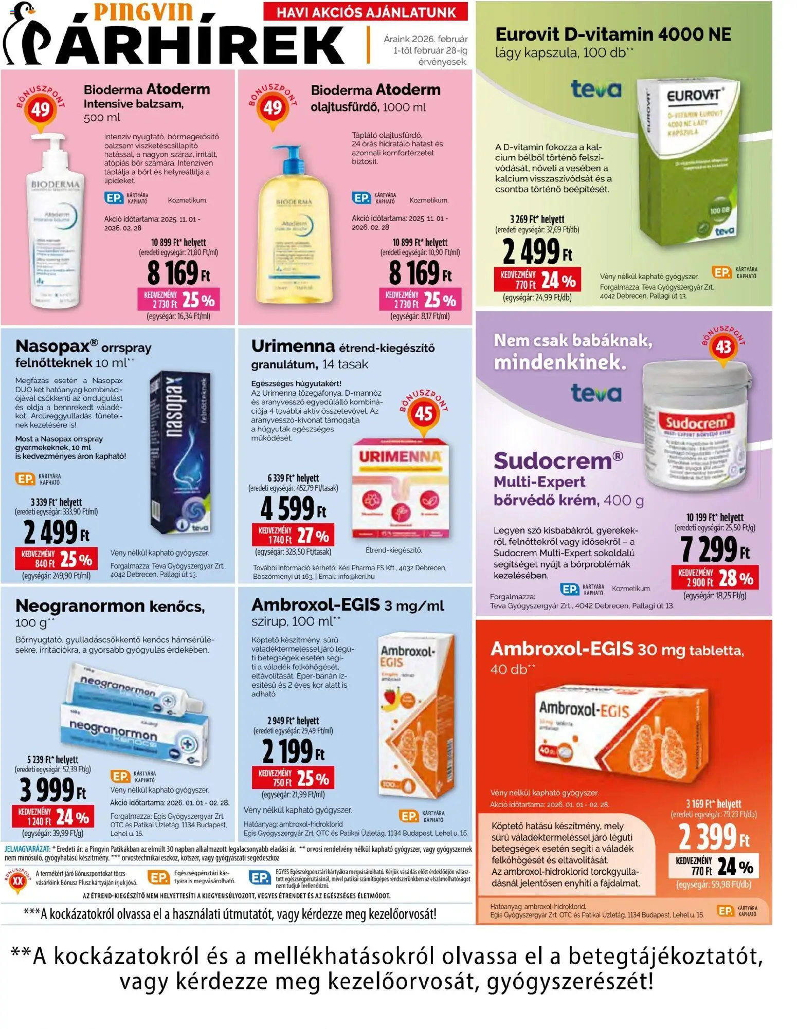 Pingvin Patika akciós ujság - amely érvényes a következő dátumtól: 01.02.2026 | Oldal: 17 | Termékek: Tévé, Bor