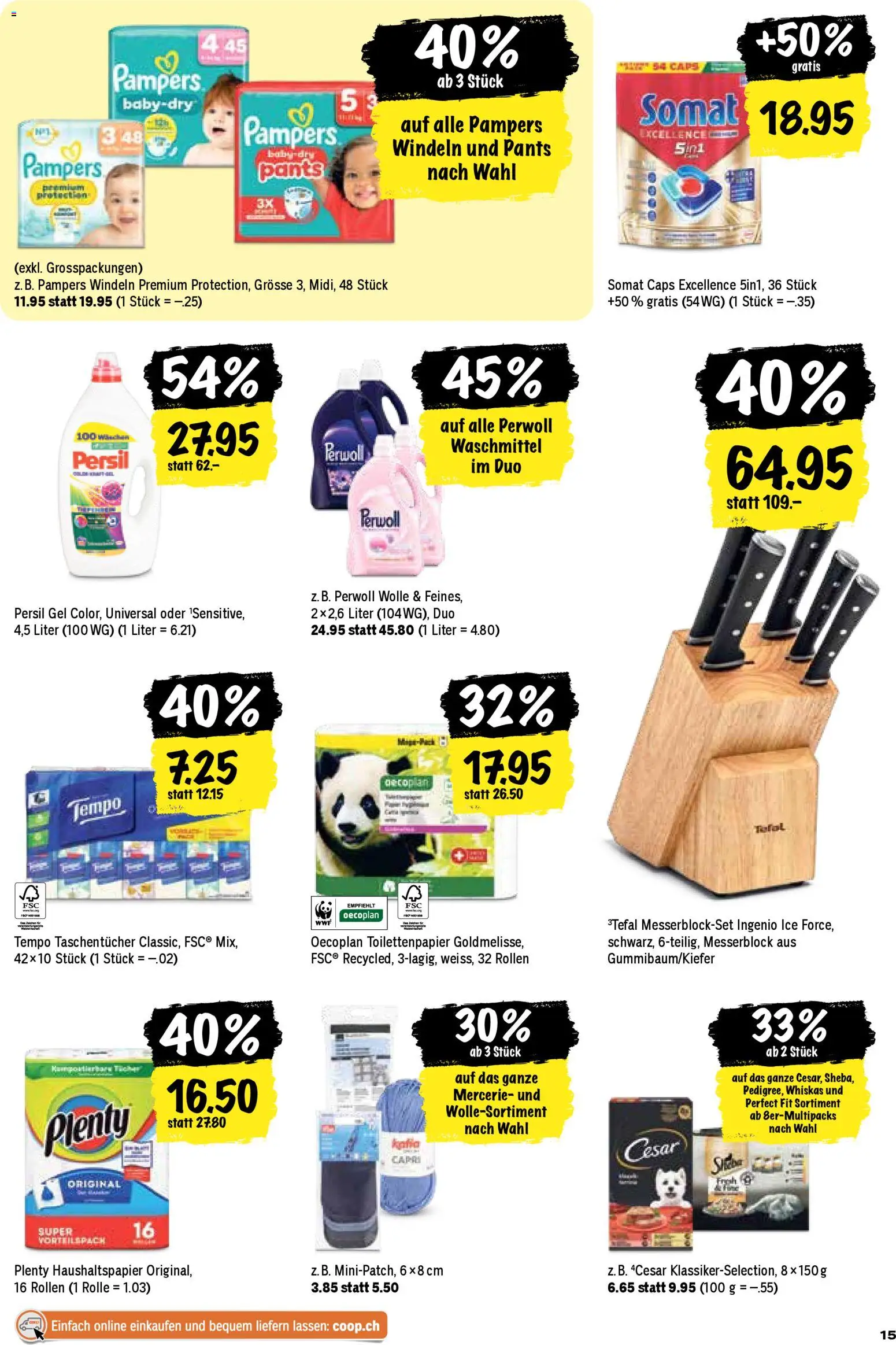 Coop Aktionen – gültig ab 13.11.2025 | Seite: 15 | Produkte: Waschmittel, Pampers, Toilettenpapier