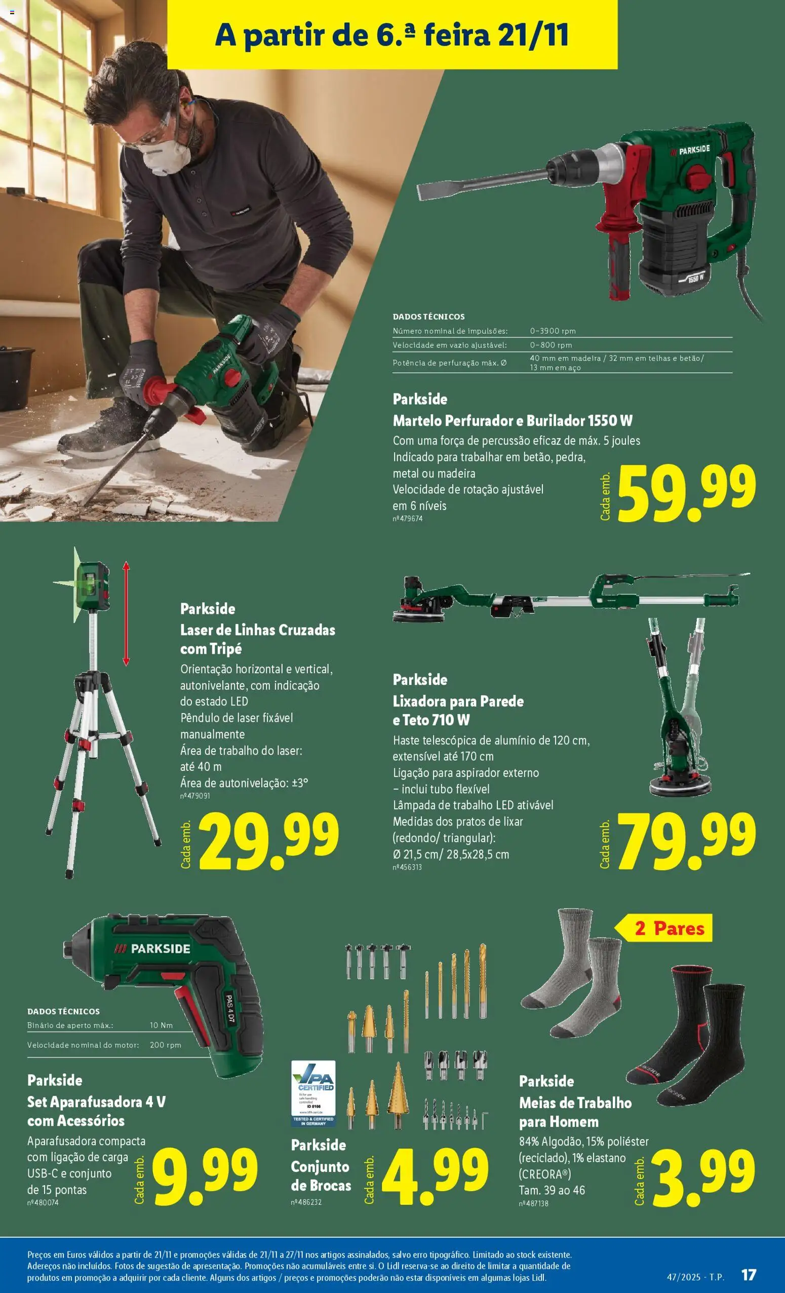 Lidl Black Friday │ válido de 17.11.2025 | Página: 17 | Produtos: Aspirador, Telhas, Martelo, Meias