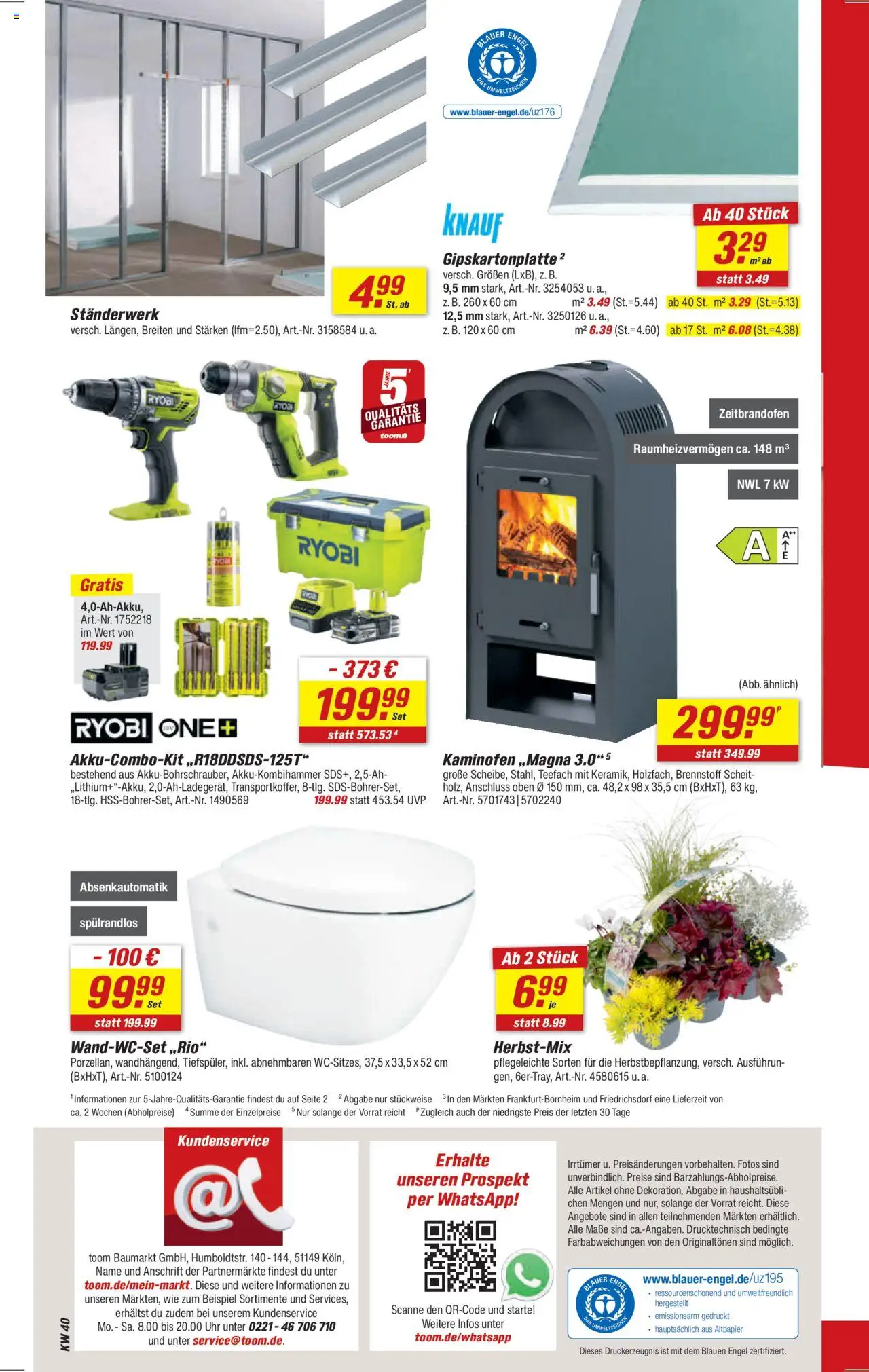 Toom Baumarkt Prospekt 	 – gültig ab 27.09.2025 | Seite: 12 | Produkte: Kaminofen, Uhr