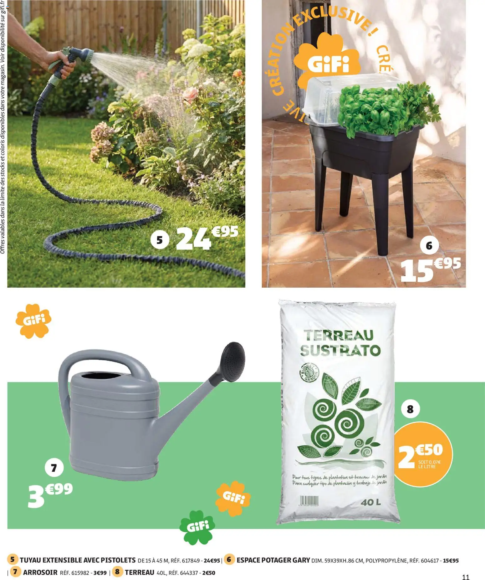 {H1} | Page: 11 | Produits: Terreau, Tuyau, Arrosoir