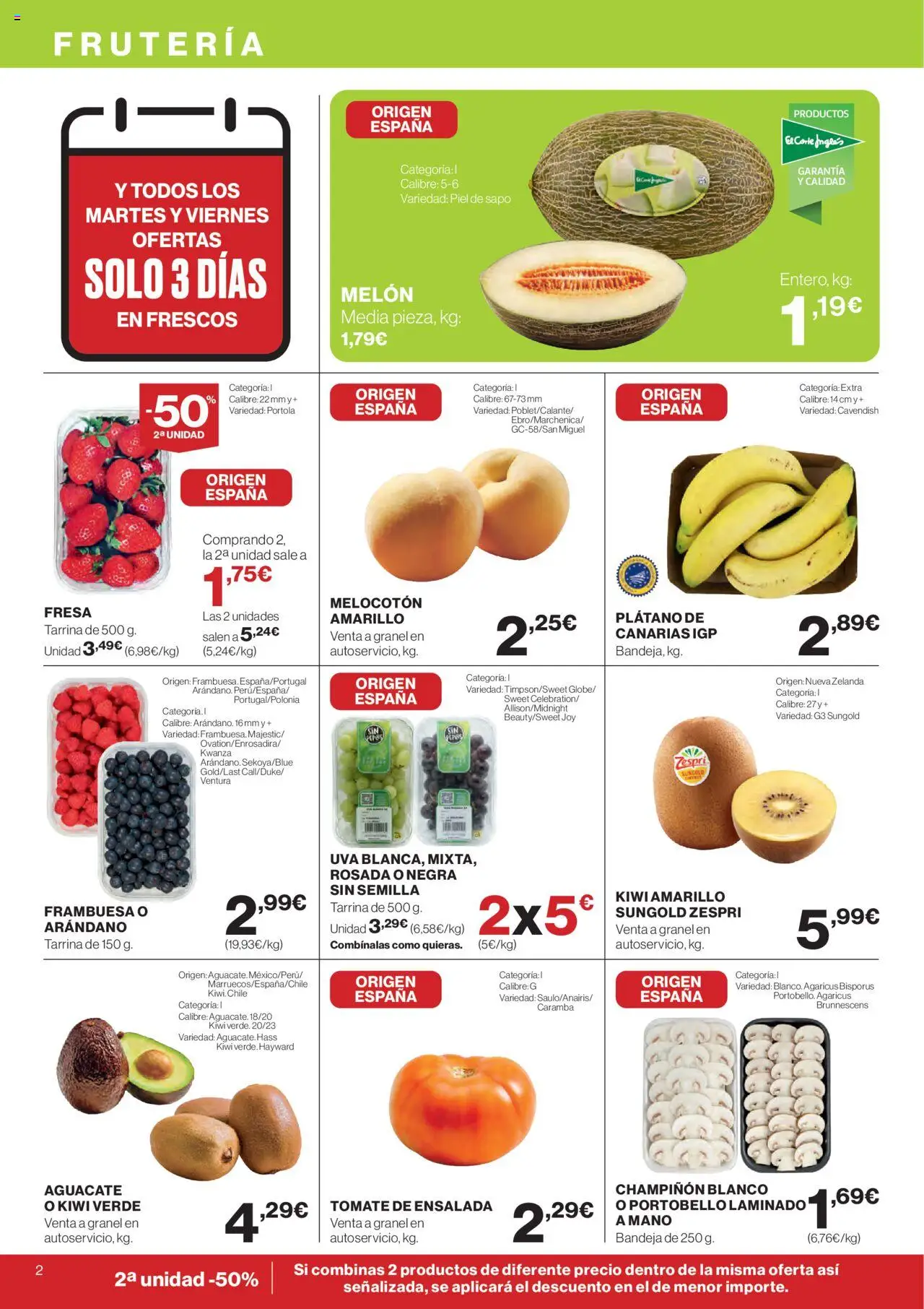 Hipercor catálogo │ válido desde el 11.09.2025 | Página: 2 | Productos: Φορτιστής, Kiwi, Ensalada, Bandeja