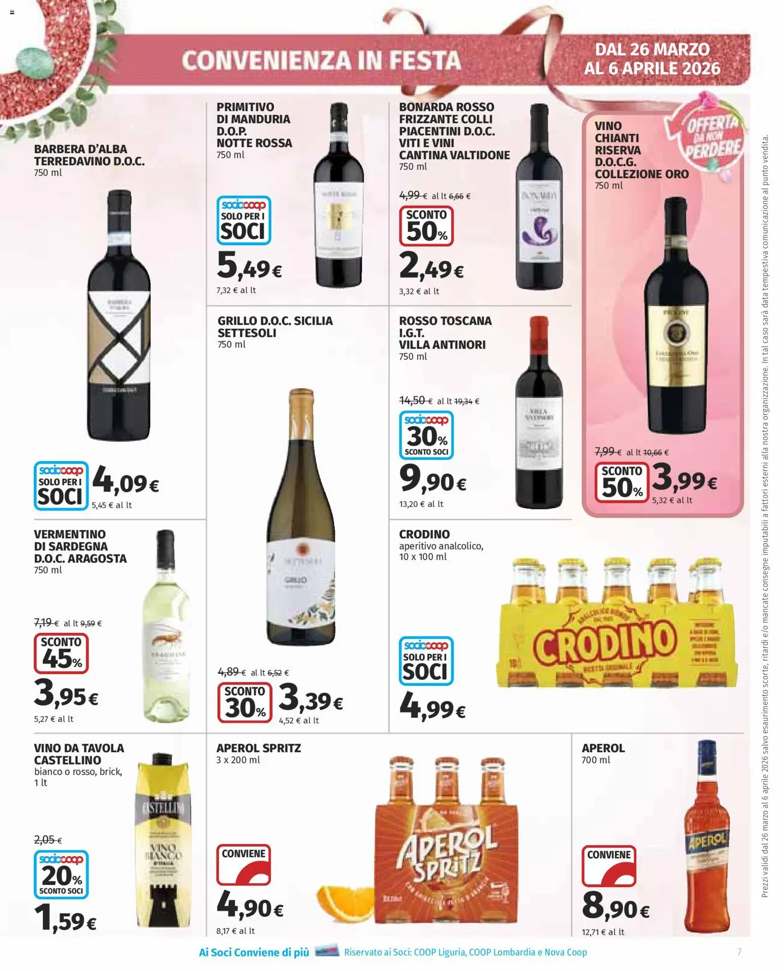 Volantino Ipercoop del 26.03.2026 | Pagina: 7 | Prodotti: Vino, Data, Aperol, Aperitivo