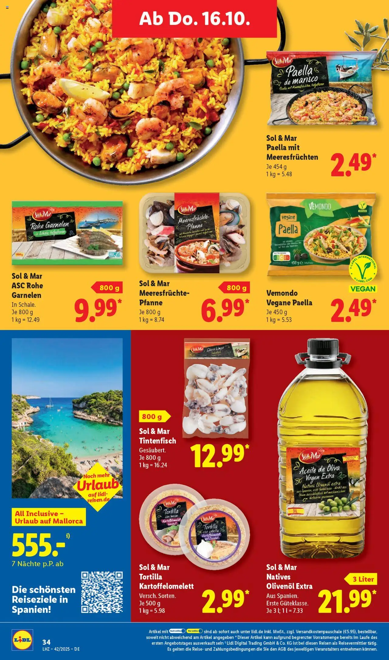 Lidl Prospekt Bestwig – gültig ab 13.10.2025 | Seite: 52 | Produkte: Olivenol, Garnelen, Tintenfisch, Meeresfrüchte