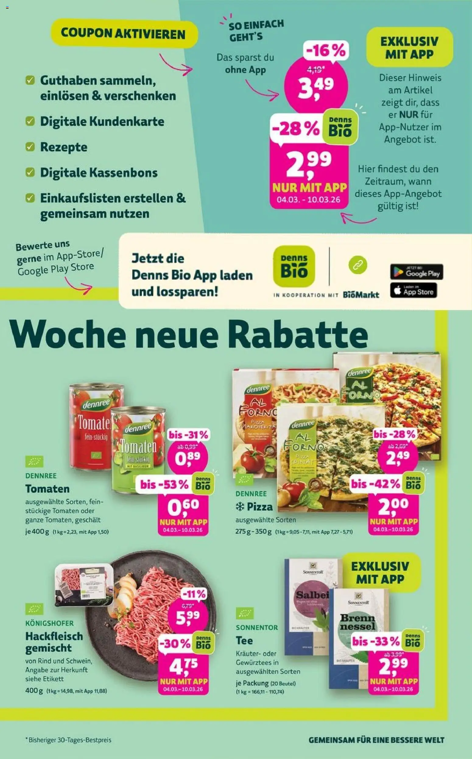 Denns BioMarkt Angebote – gültig ab 25.02.2026 | Seite: 3 | Produkte: Tomaten, Pizza, Hackfleisch