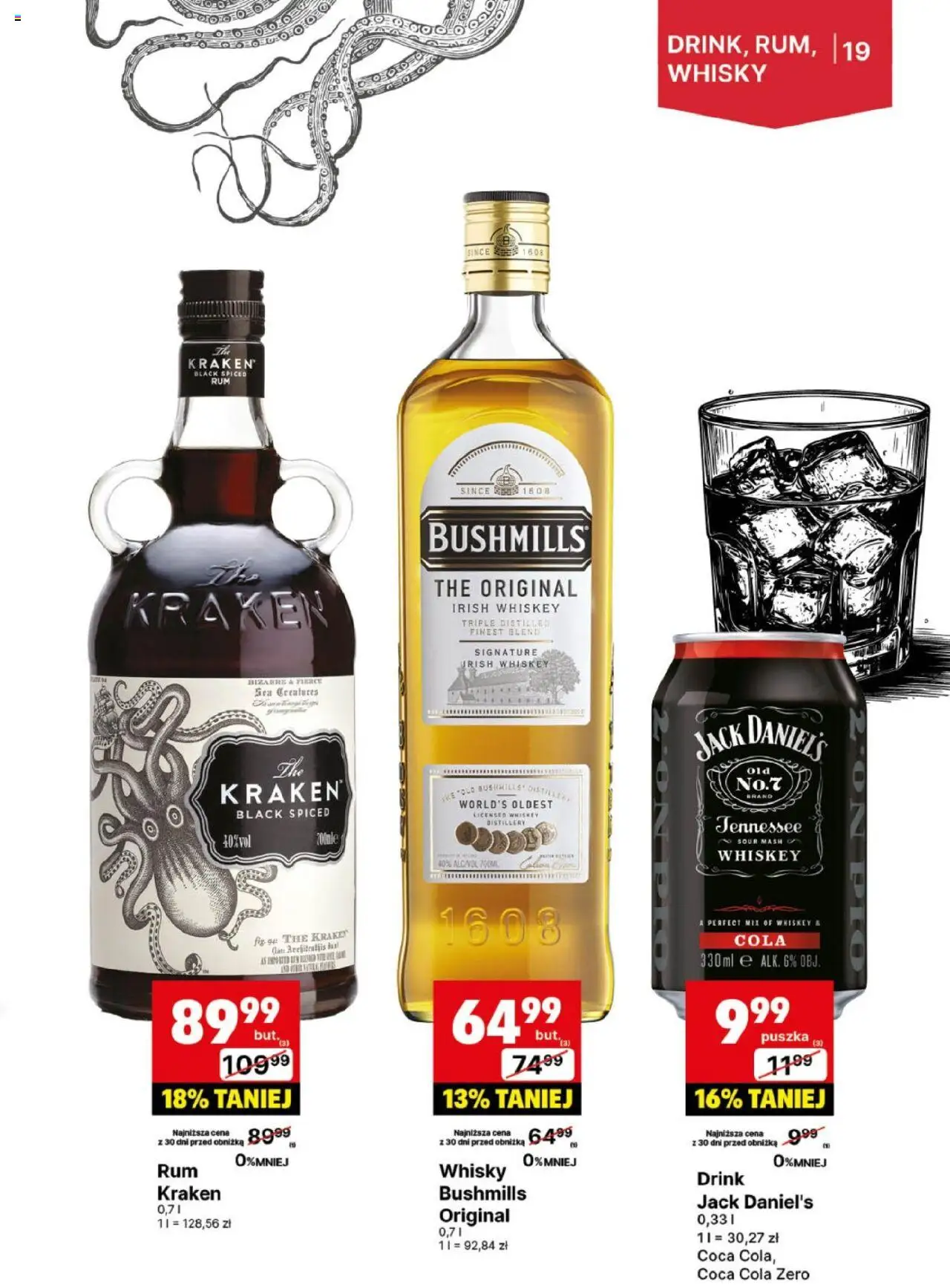 Delikatesy Centrum Gazetka - DeliBarek od 09.06.2025 | Strona: 19 | Produkty: Coca Cola zero, Jack Daniel's, Rum, Whisky