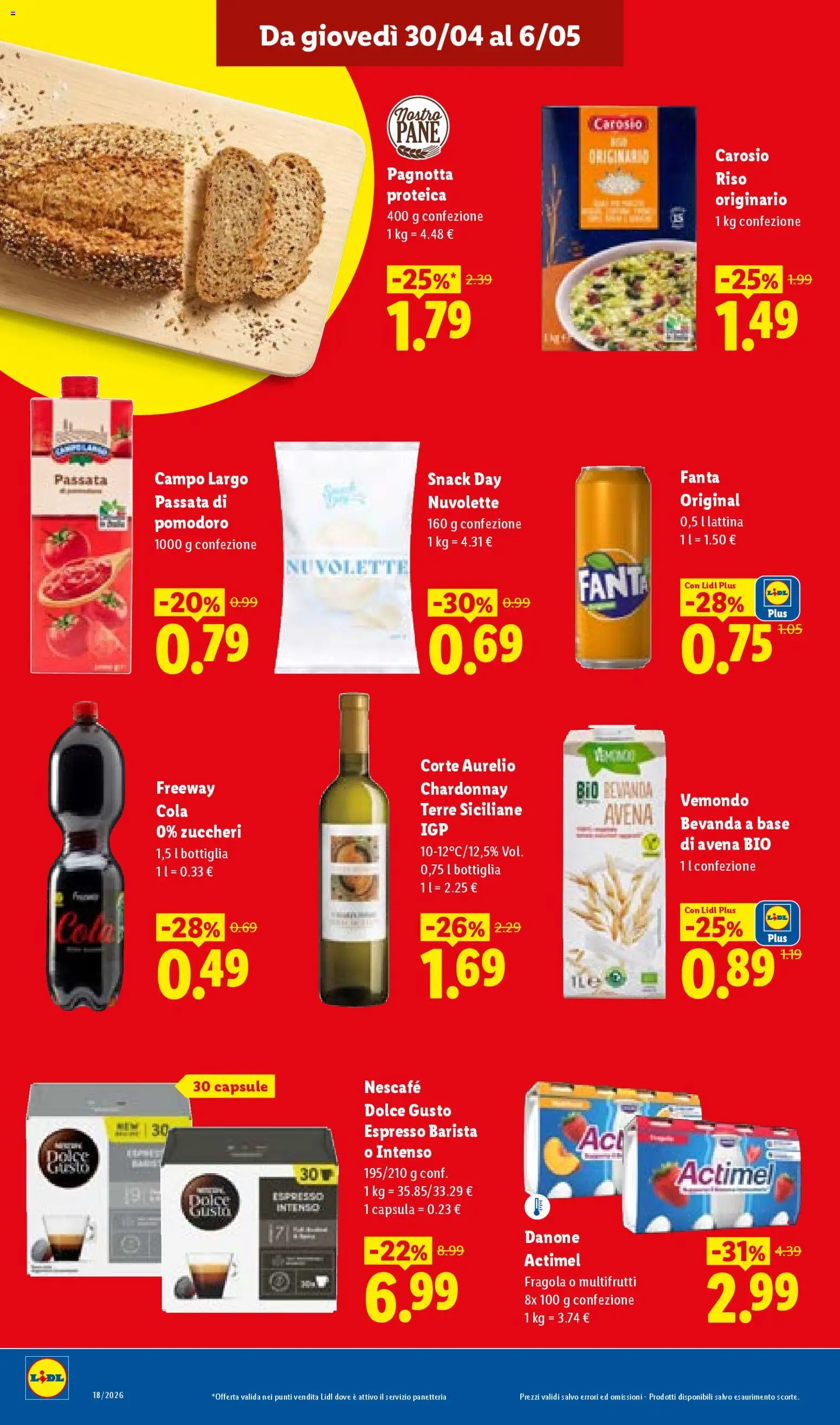 Volantino Lidl del 30.04.2026 | Pagina: 14 | Prodotti: Yogurt, Riso, Pomodoro, Bottiglia