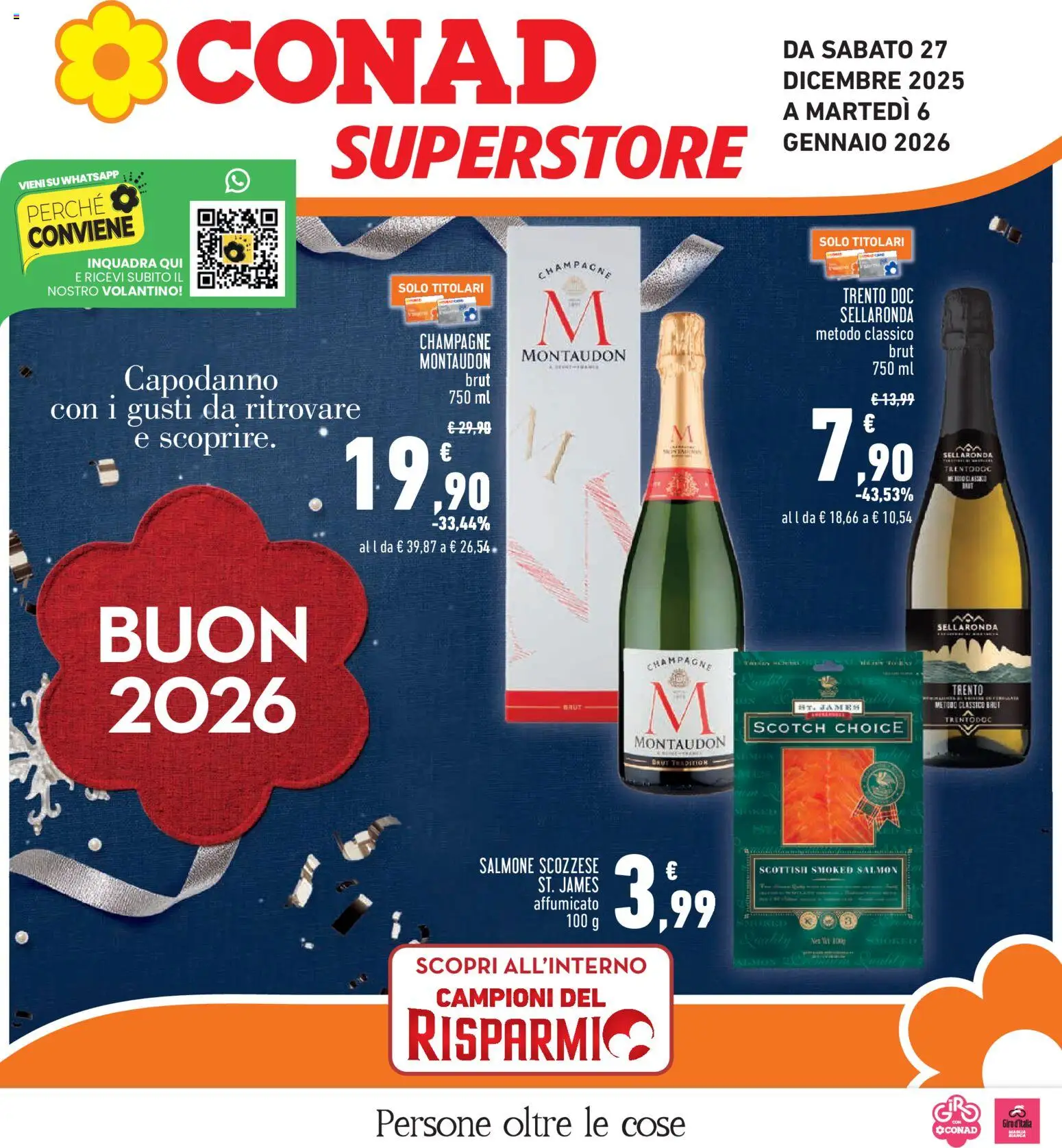 Volantino Conad del 27.12.2025 | Pagina: 1 | Prodotti: Salmone, Champagne