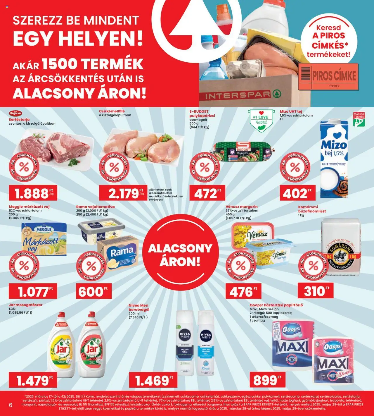 Interspar akciós ujság - amely érvényes a következő dátumtól: 14.08.2025 | Oldal: 6 | Termékek: Rama, Tej, Vaj, Tojás