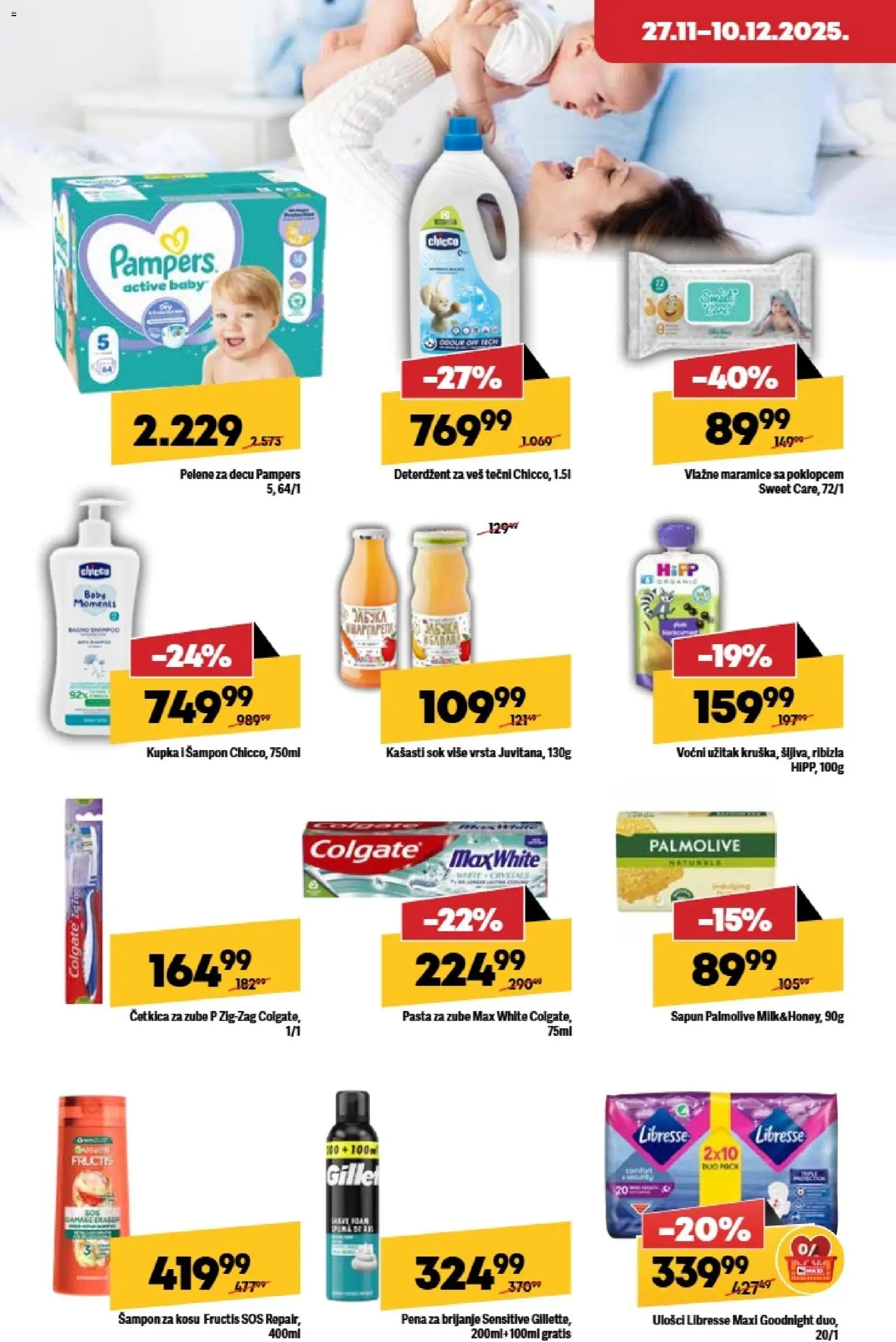 Maxi katalog - važi od 27.11.2025 | Strana: 22 | Proizvode: Sos, Vlažne maramice, Četkica za zube, Pelene