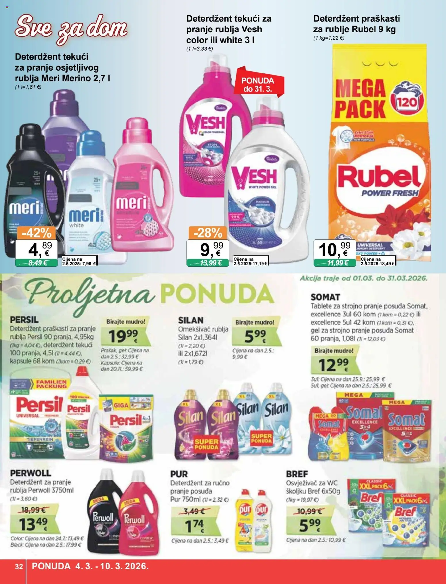 KTC katalog | vrijedi od 04.03.2026 | Stranica: 32 | Proizvodi: Rubel, Omekšivač, Perwoll, Persil