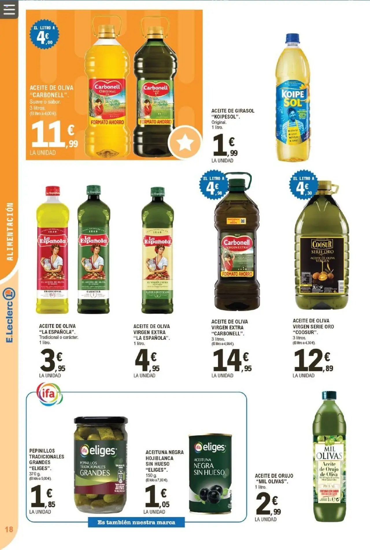 E.Leclerc folleto │ válido desde el 22.10.2025 | Página: 18 | Productos: Aceite, Aceite de oliva, Aceite de girasol