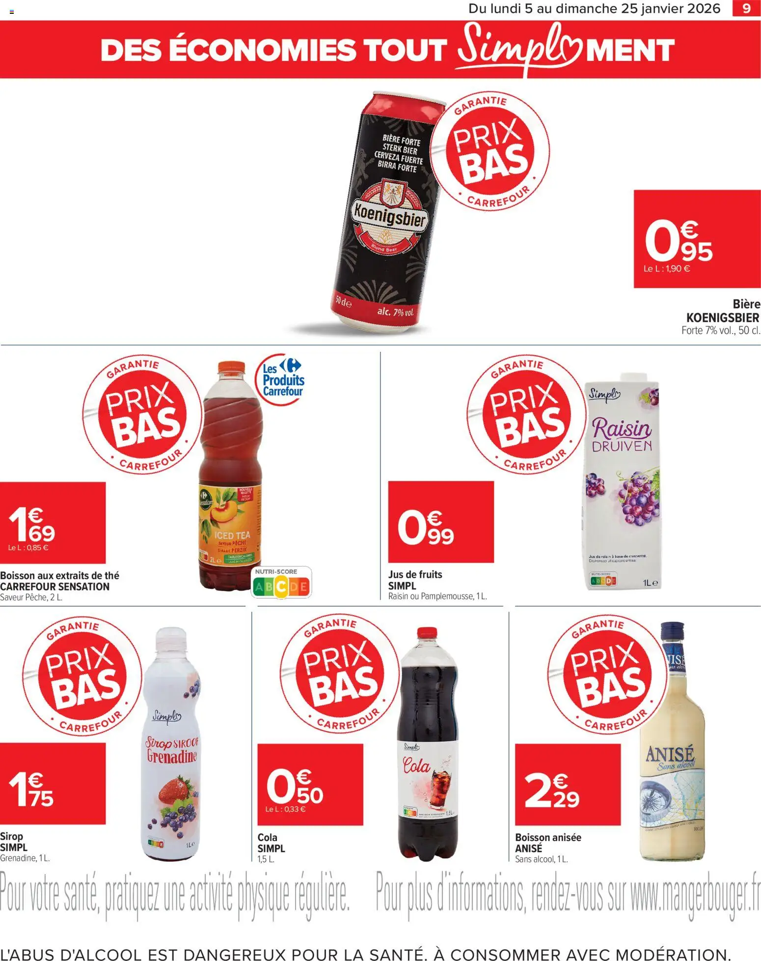 {H1} | Page: 9 | Produits: Pêche, Jus, Bière, Thé