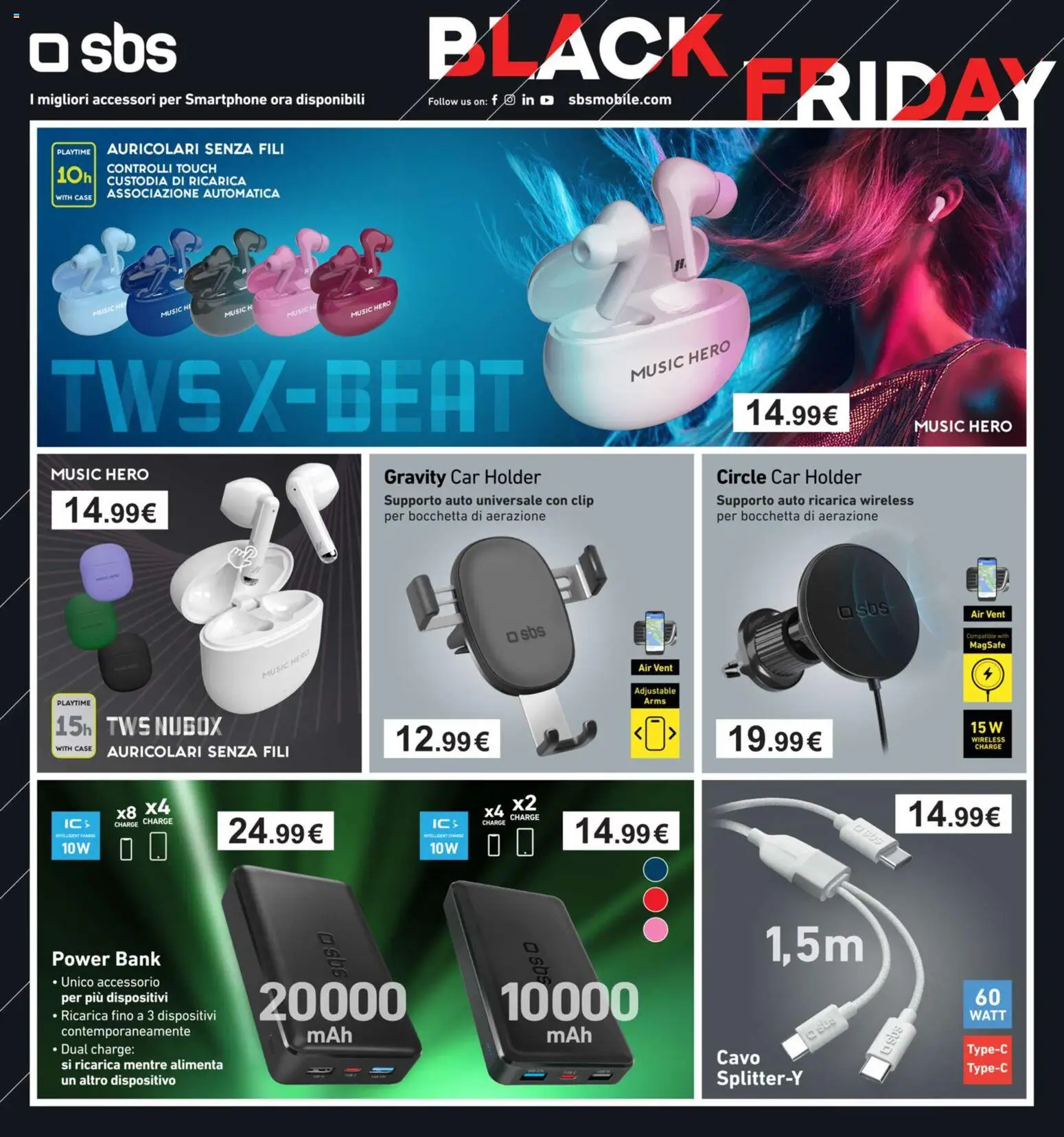 Volantino Euronics del 26.11.2025 | Pagina: 87 | Prodotti: Auricolari, Power bank, Smartphone, Cavo