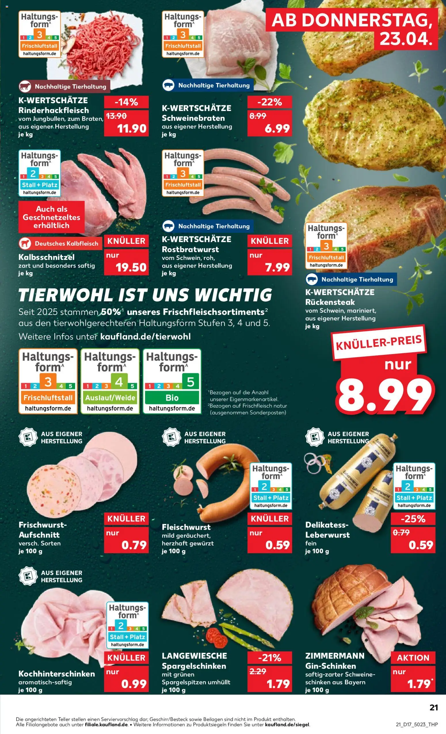 Kaufland Prospekt Völklingen	 – gültig ab 23.04.2026 | Seite: 21 | Produkte: Schinken, Steak, Gin