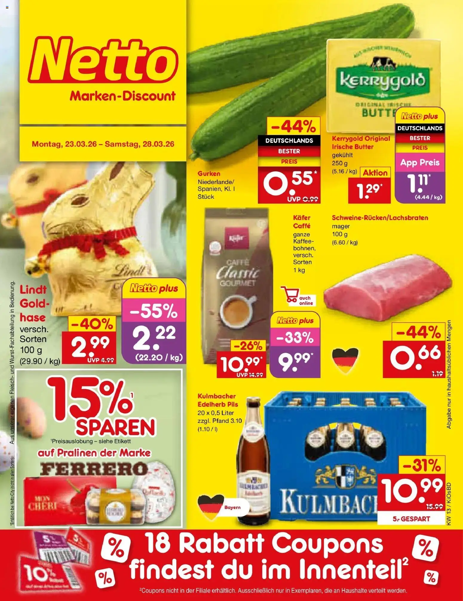 Netto Marken-Discount Prospekt Mistelbach	 – gültig ab 23.03.2026 | Seite: 1 | Produkte: Butter, Lindt, Fleisch, Gurken