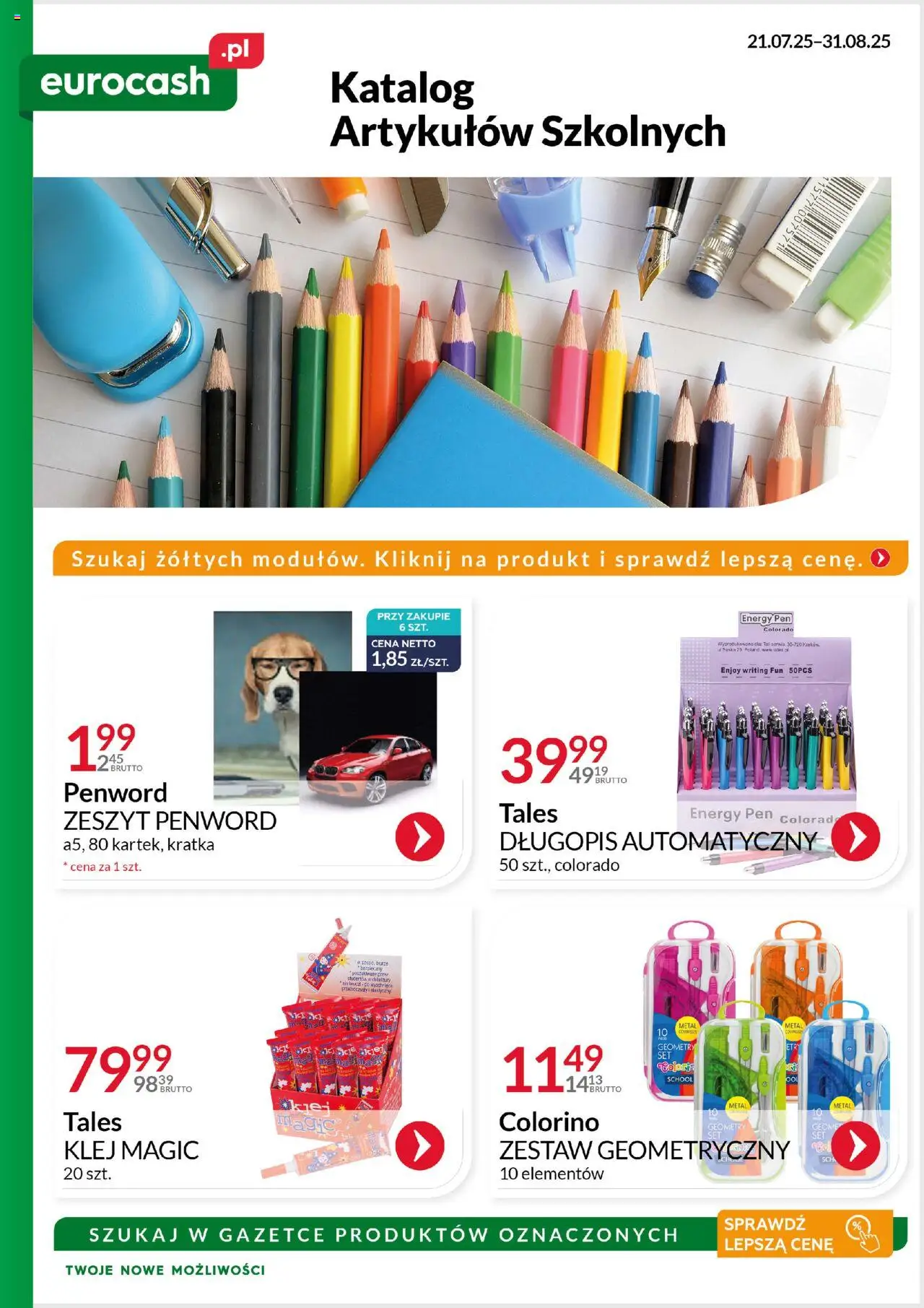 Eurocash Gazetka - Katalog Artykułów Szkolnych od 21.07.2025 | Strona: 1 | Produkty: Zeszyt