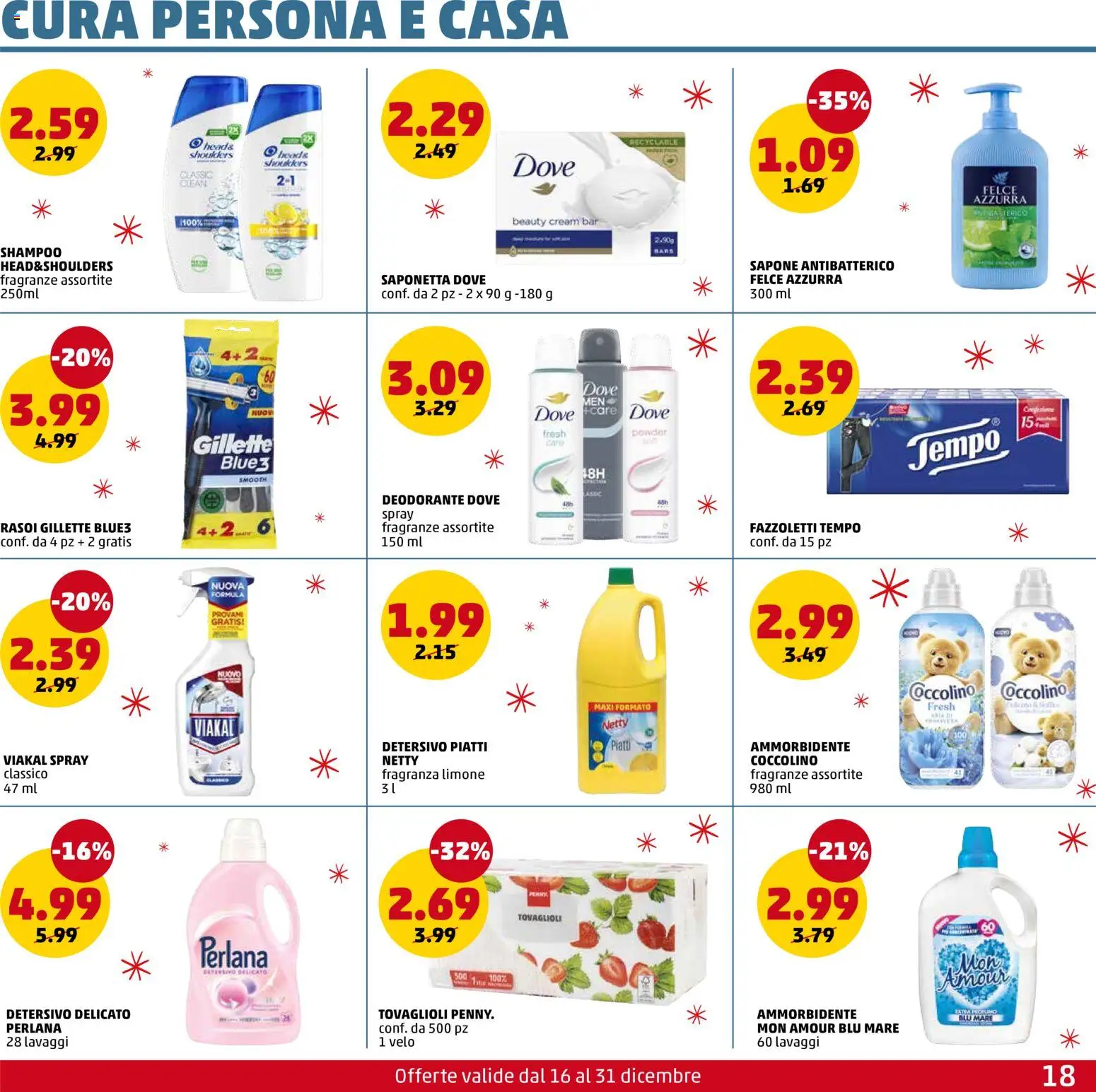 Volantino PENNY del 16.12.2025 | Pagina: 18 | Prodotti: Shampoo, Deodorante, Ammorbidente, Saponetta