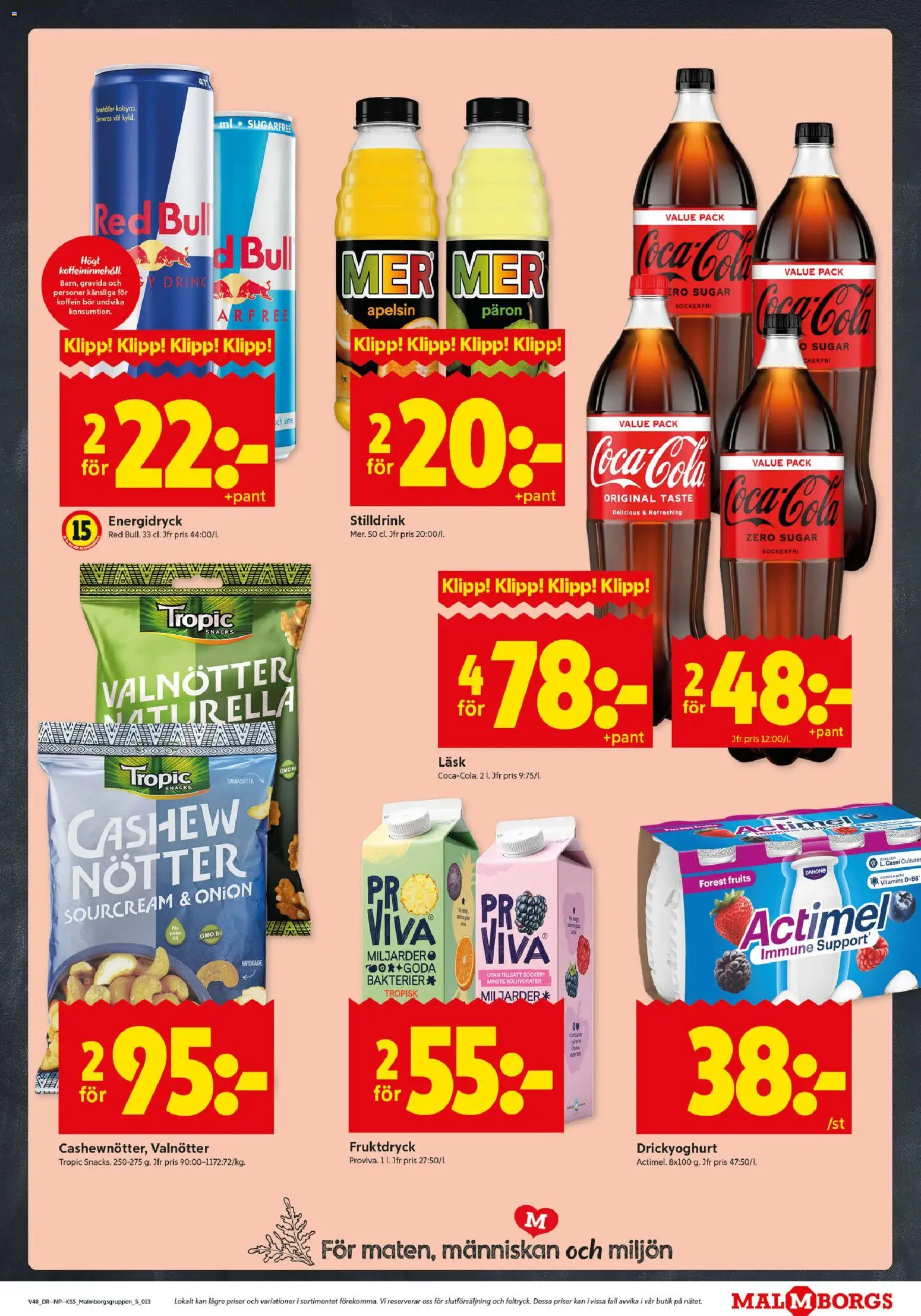 ICA Kvantum reklamblad aktuell från 24.11.2025 | Sida: 13 | Produkter: Palm, Energidryck, Nötter, Apelsin