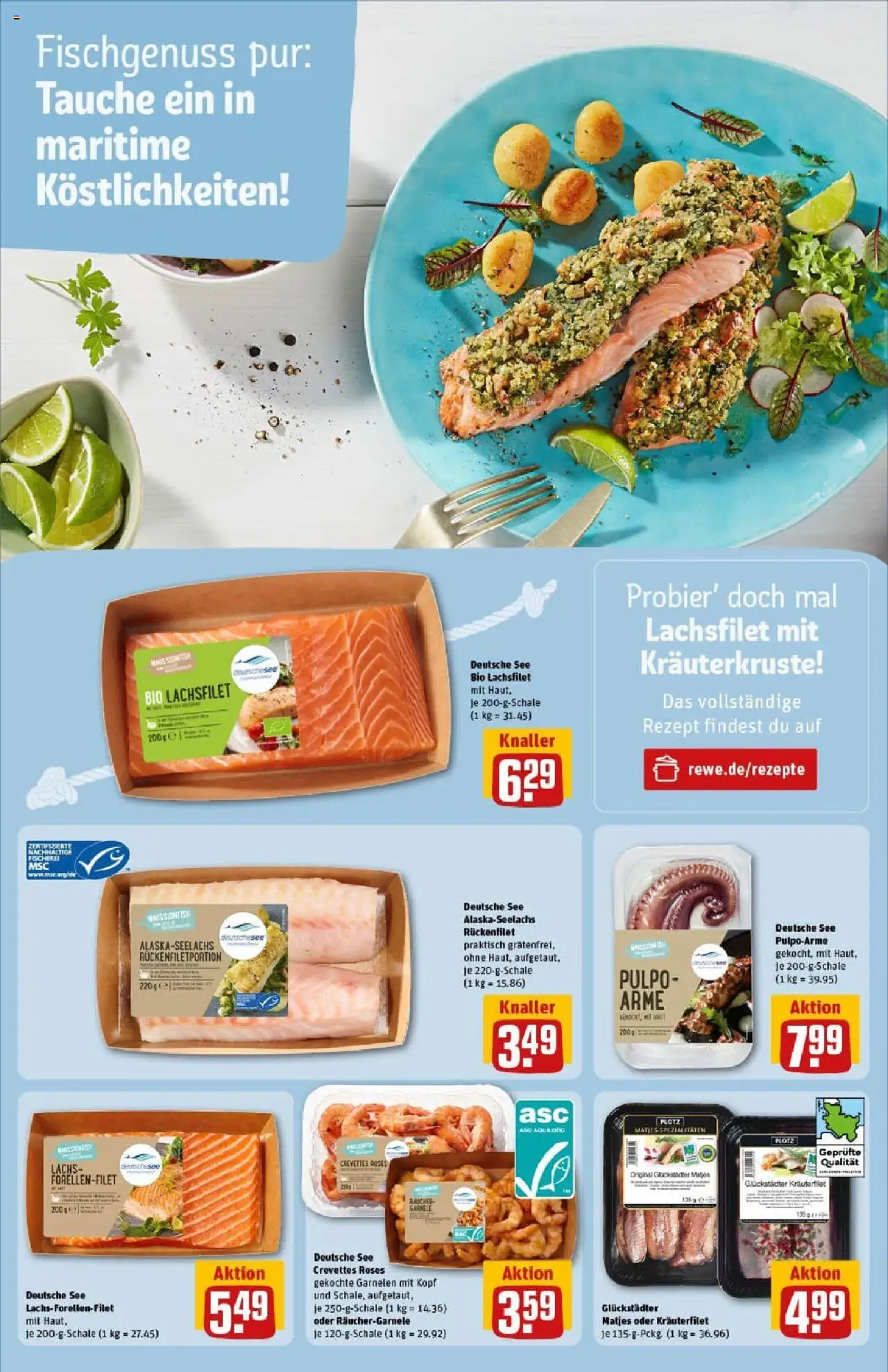 Rewe prospekt Hamburg / Wandsbek	 – gültig ab 06.10.2025 | Seite: 16 | Produkte: Garnelen, Lachs