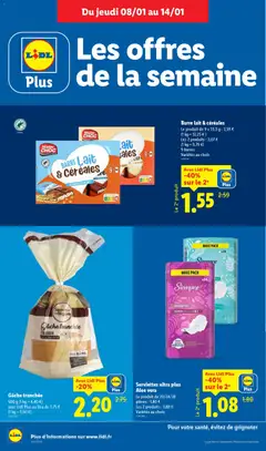 LIDL - Prévisualisation de Serviettes ultra plus Aloe vera, Le produit de 20/24/28, pièces : 1,80 €, Les 2 produits: 2,88 €, Variétés au choix valide à partir de 08.01.2026 | Page: 10