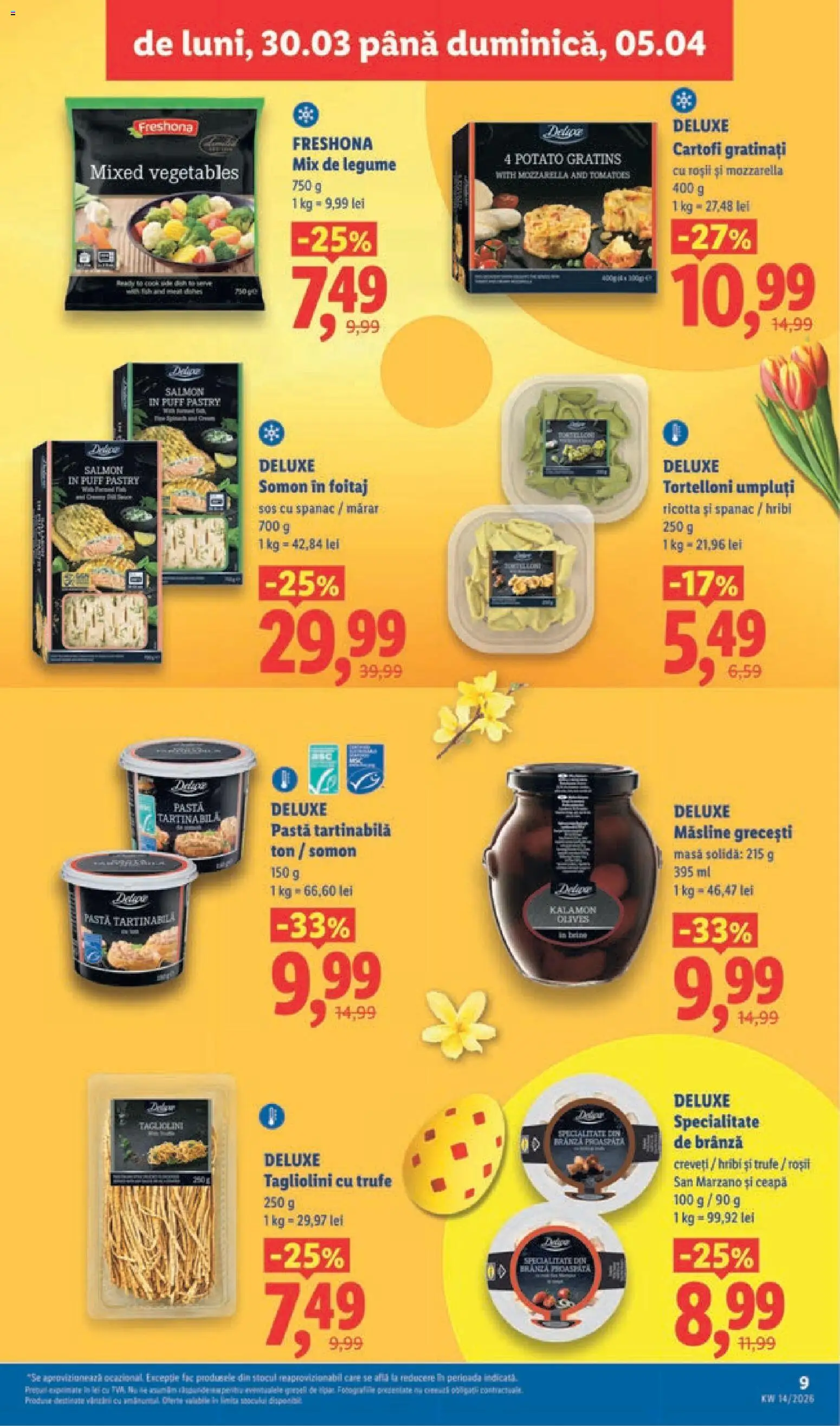 Noul catalog Lidl – valabil de la 30.03.2026 | Pagină: 9 | Produse: Mărar, Măsline, Roșii, Paste