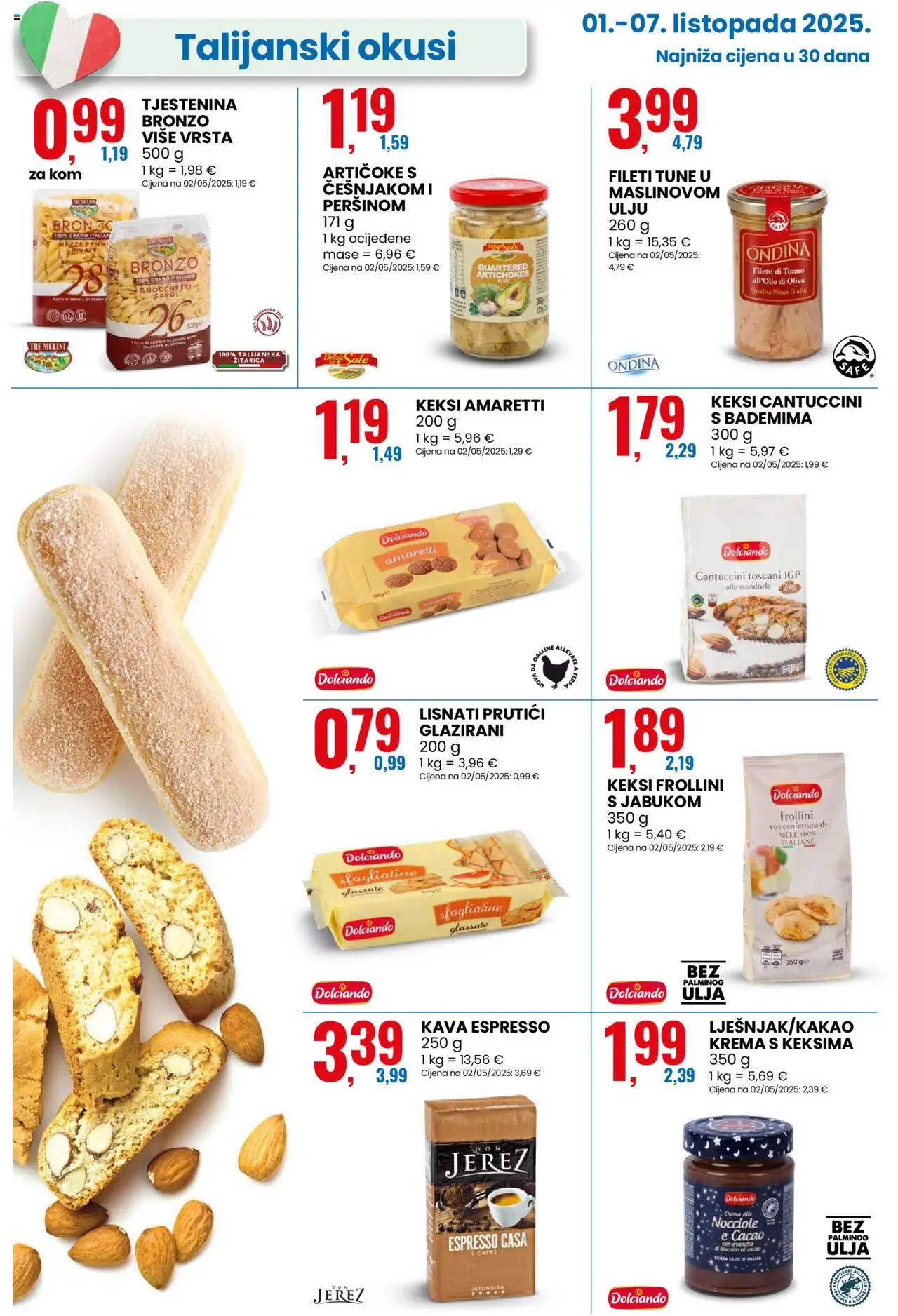 Eurospin katalog | vrijedi od 01.10.2025 | Stranica: 6 | Proizvodi: Keksi, Kava, Tjestenina, Krema