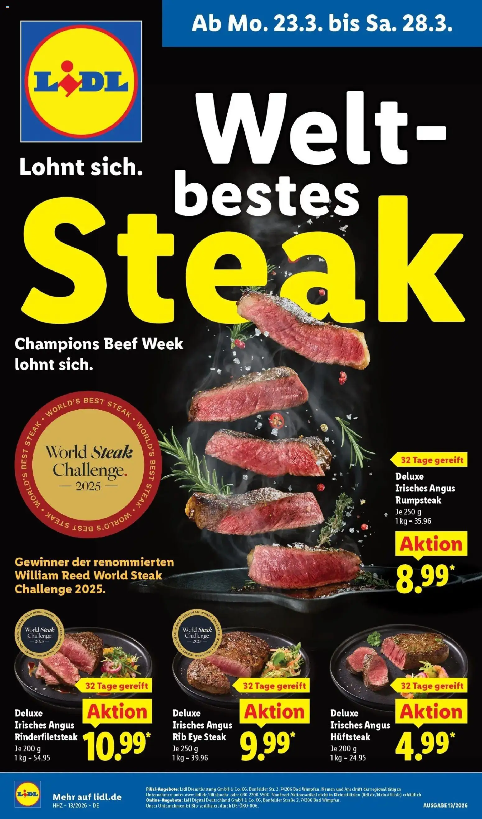Lidl Prospekt Freudenstadt – gültig ab 23.03.2026 | Seite: 1 | Produkte: Rumpsteak, Bad, Steak