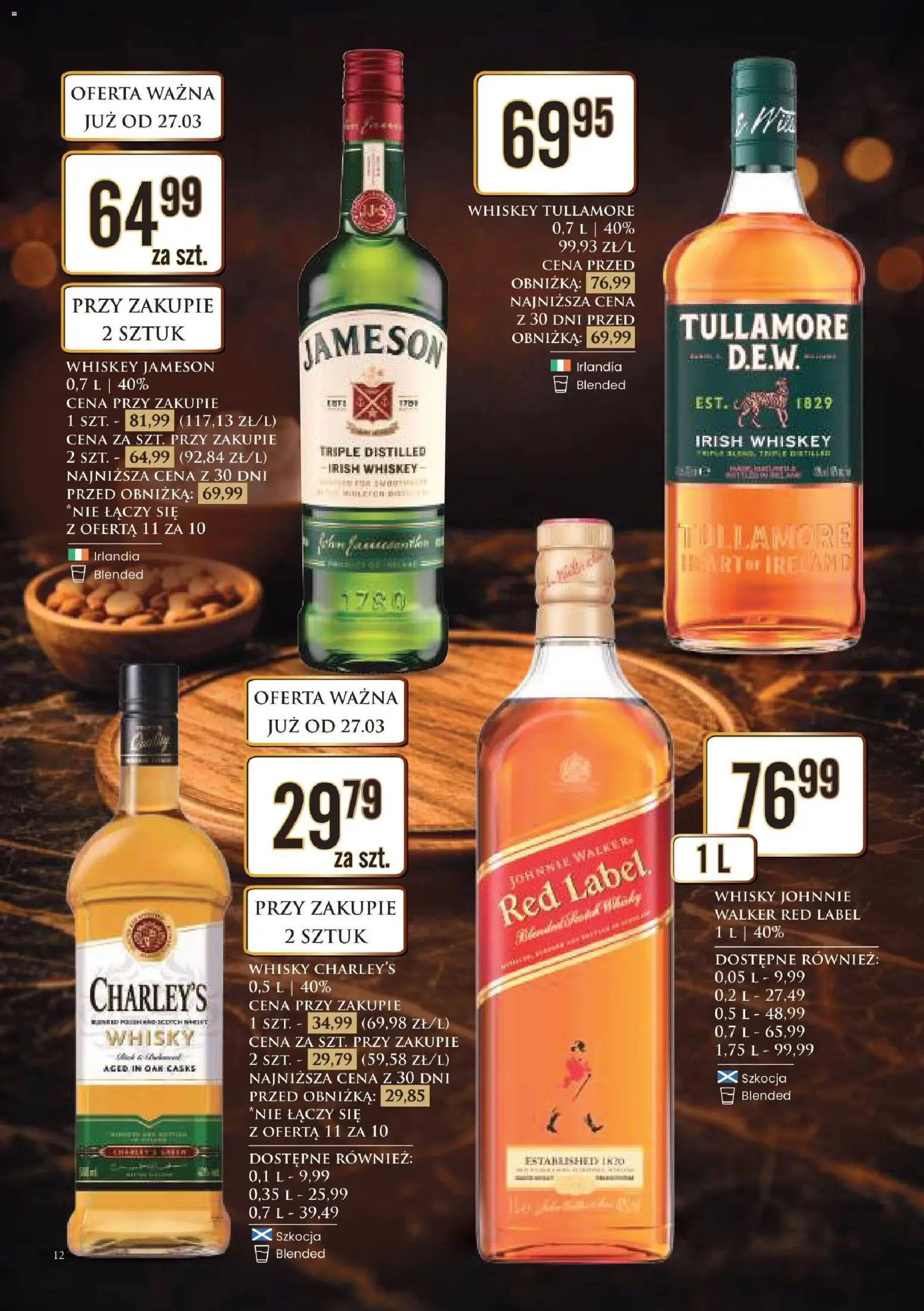Dino gazetka alkoholowa od 27.03.2026 | Strona: 13 | Produkty: Charley's whisky, Jameson, Red label, Whisky