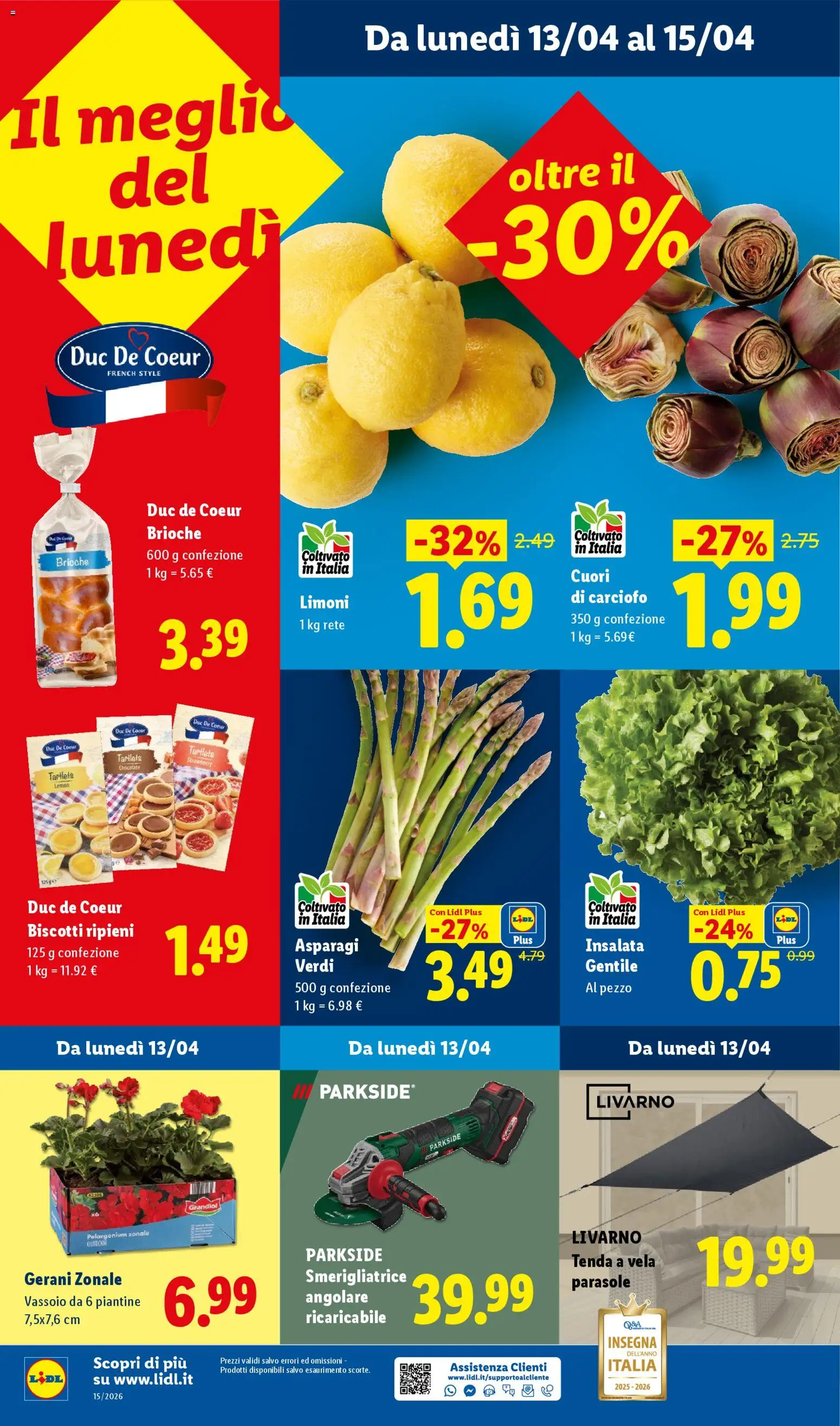 Volantino Lidl del 09.04.2026 | Pagina: 46 | Prodotti: Tenda, Asparagi, Gerani, Vassoio