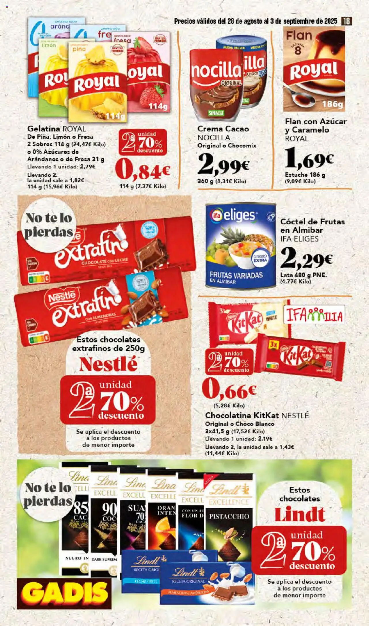 Gadis folleto │ válido desde el 28.08.2025 | Página: 18 | Productos: Leche, Té, Chocolate con leche, Φρυγανιές σικάλεως