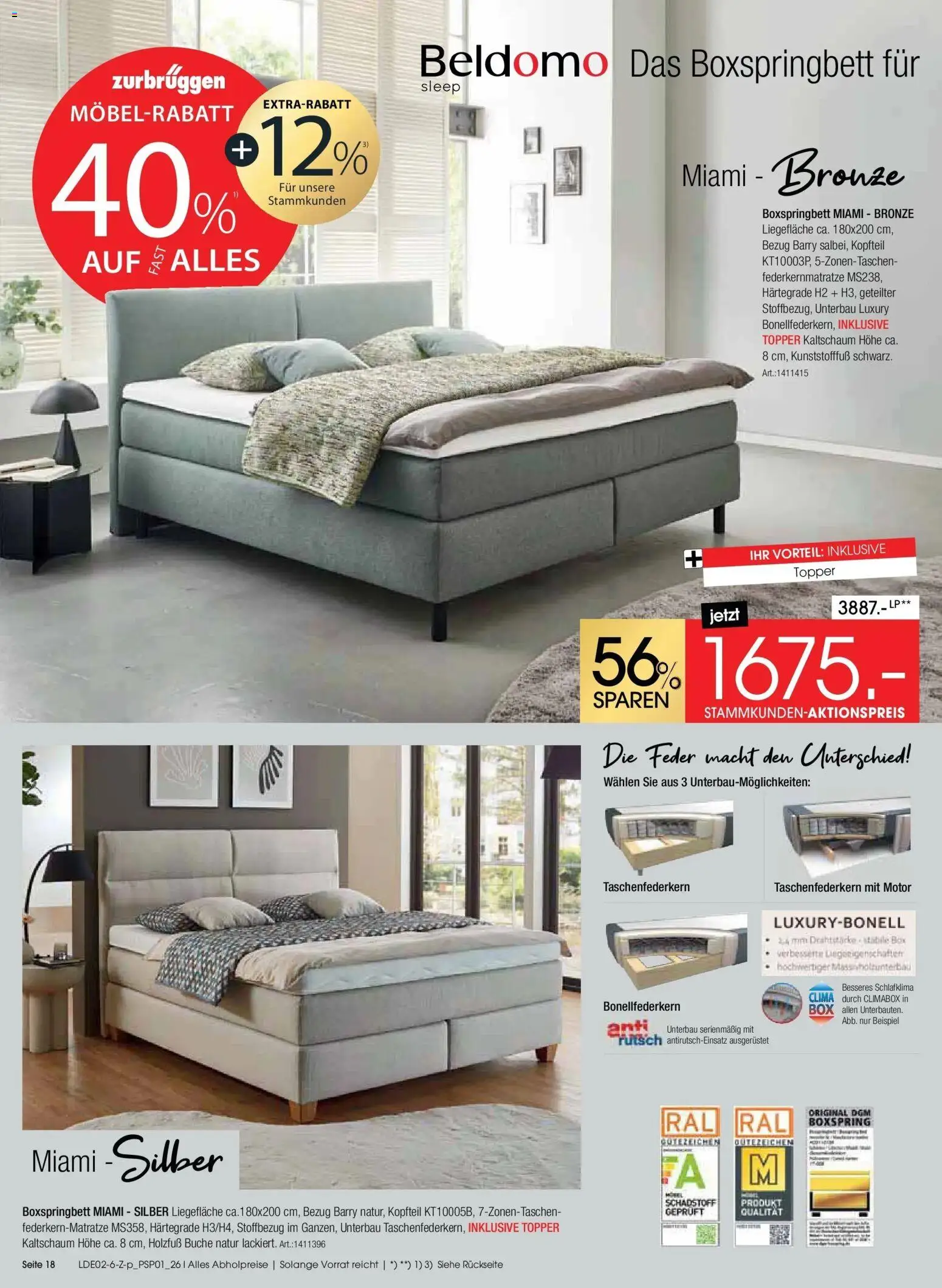 Zurbrüggen - Zurbrüggen: Ihr Einrichtungshaus der Extraklasse – gültig ab 20.02.2026 | Seite: 18 | Produkte: Boxspringbett, Topper, Box