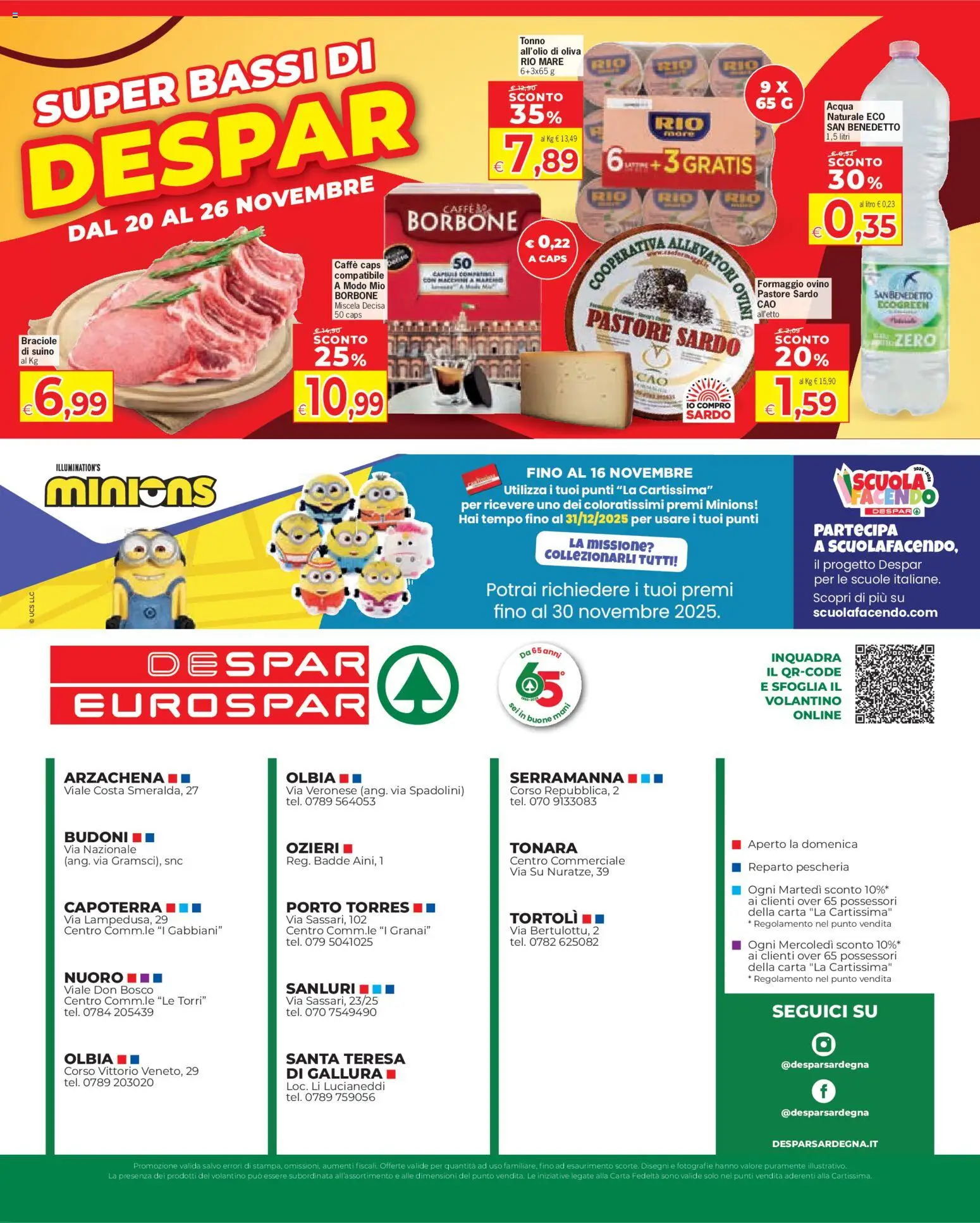 Volantino Eurospar del 13.11.2025 | Pagina: 20 | Prodotti: Acqua, Suino, Formaggio, Ovino