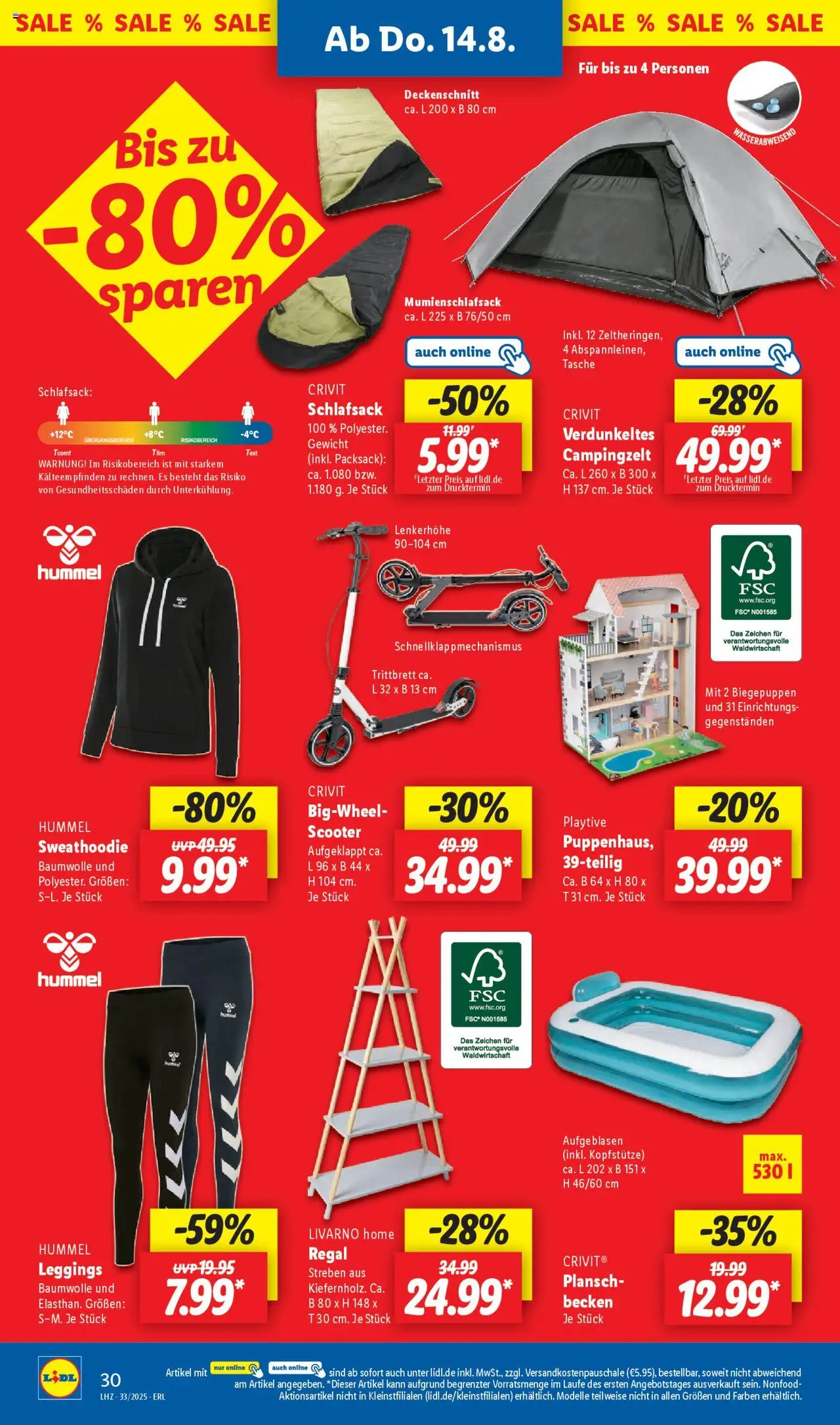 Lidl Prospekt Ochsenfurt - gültig ab dem 11.08.2025 | Seite: 44 | Produkte: Tasche, Regal, Schlafsack, Leggings