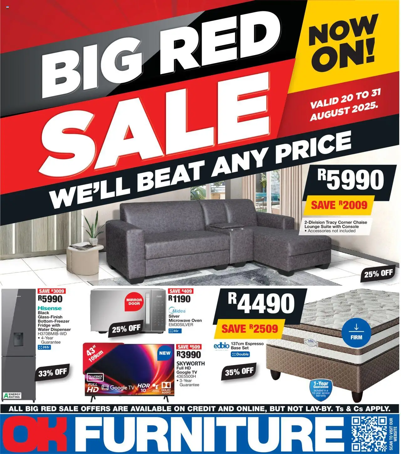 OK Furniture Catalogue │ valid from 20.08.2025 | Page: 1 | Products: Microwave oven, Fridge, Microwave, Lounge suite