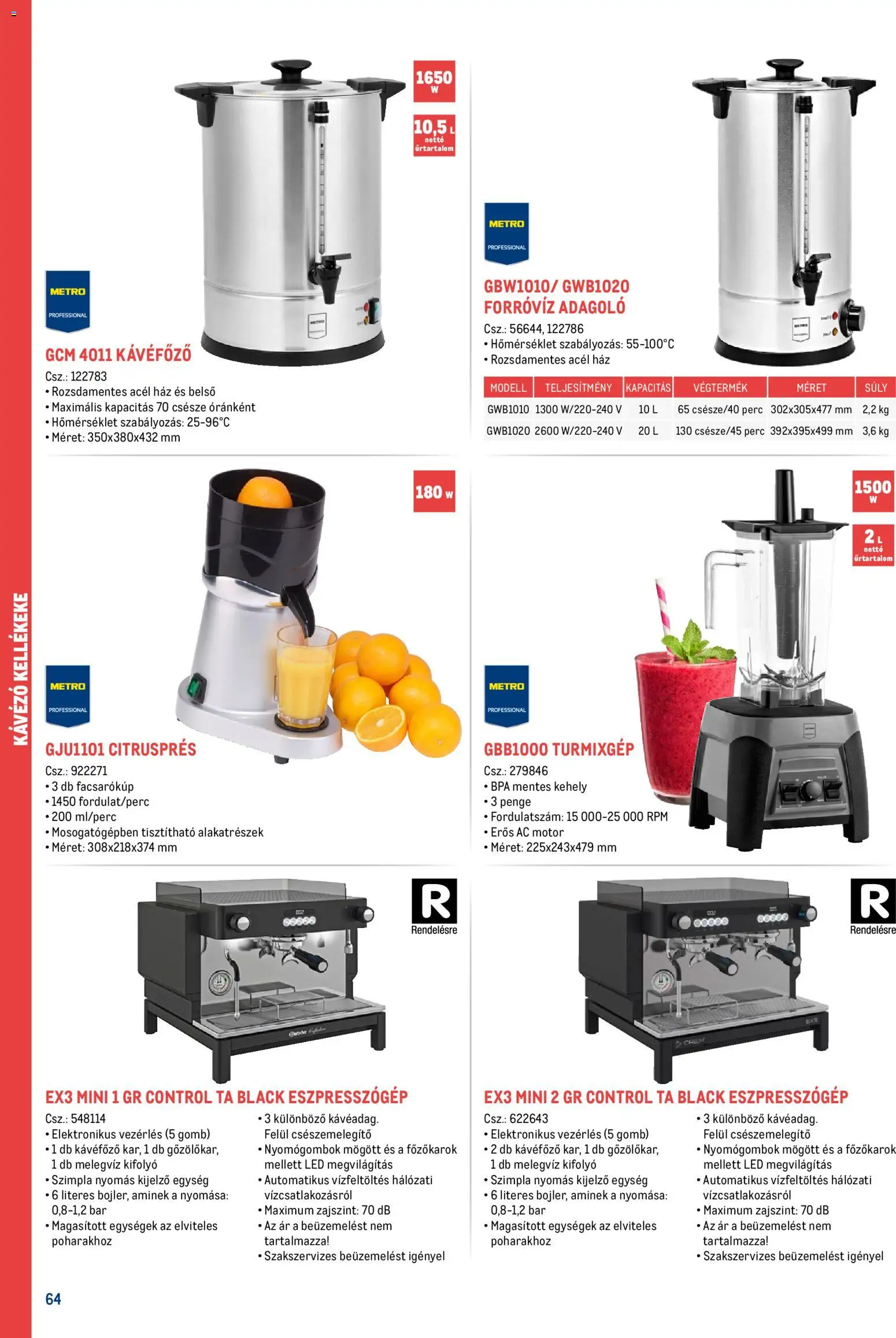 Metro akciós ujság - amely érvényes a következő dátumtól: 18.02.2026 | Oldal: 64 | Termékek: Citrusprés, Kávéfőző, Turmixgép