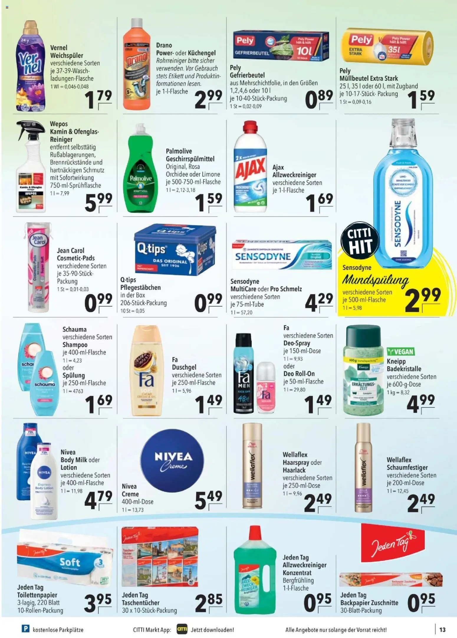 CITTI tilbudsavis – gyldig fra 07.01.2026 | Side: 13 | Produkter: Shampoo, Creme, Body milk